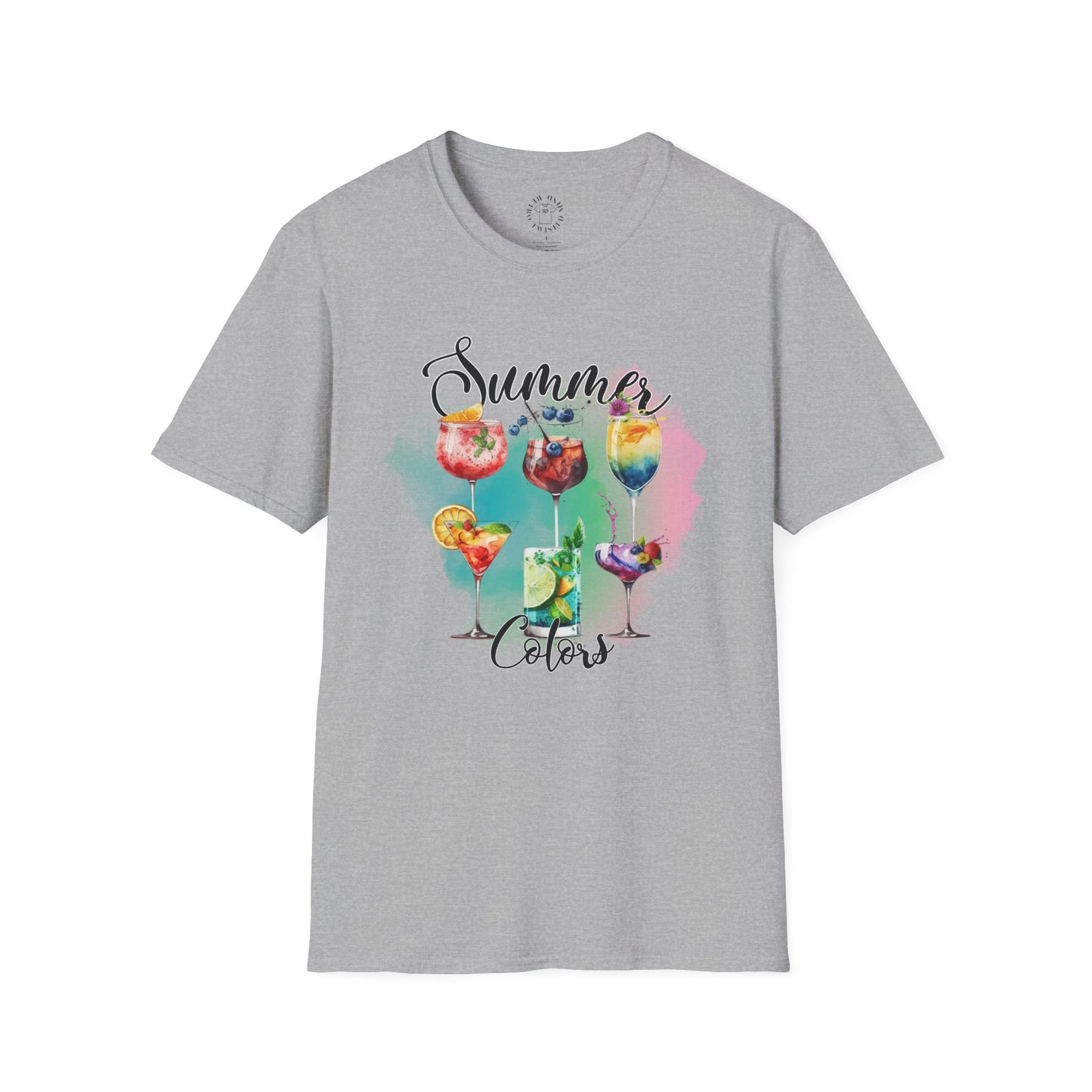 Summer Colors Cocktail T-Shirt, Unisex Tee, Fun Summer Wear, Gift for Cocktails Lovers, Beach Party Shirt, Vacation Top