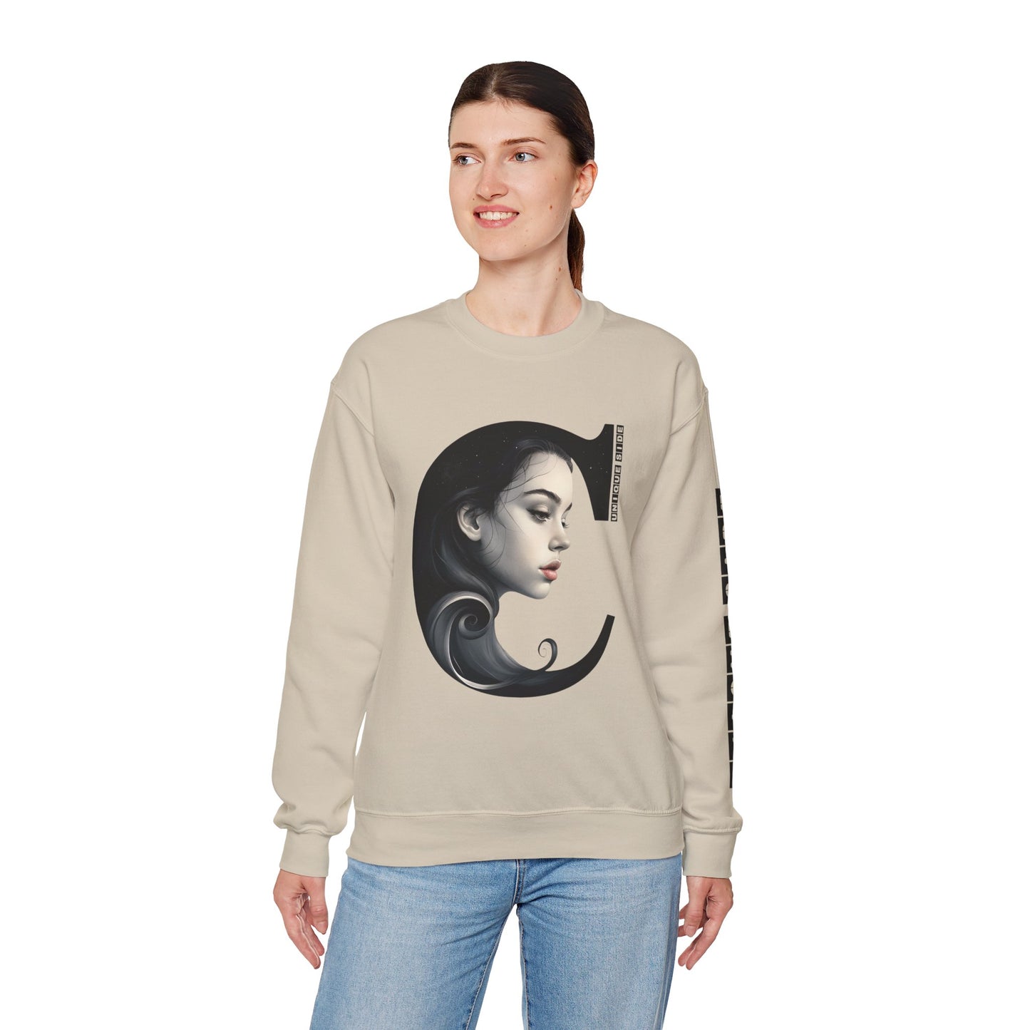 Letter C,Stylish Artistic Sweatshirt, Trendy Crewneck, Graphic Sweater, Cozy Unisex Top, Unique Gift for Art Lovers, Everyday Comfort