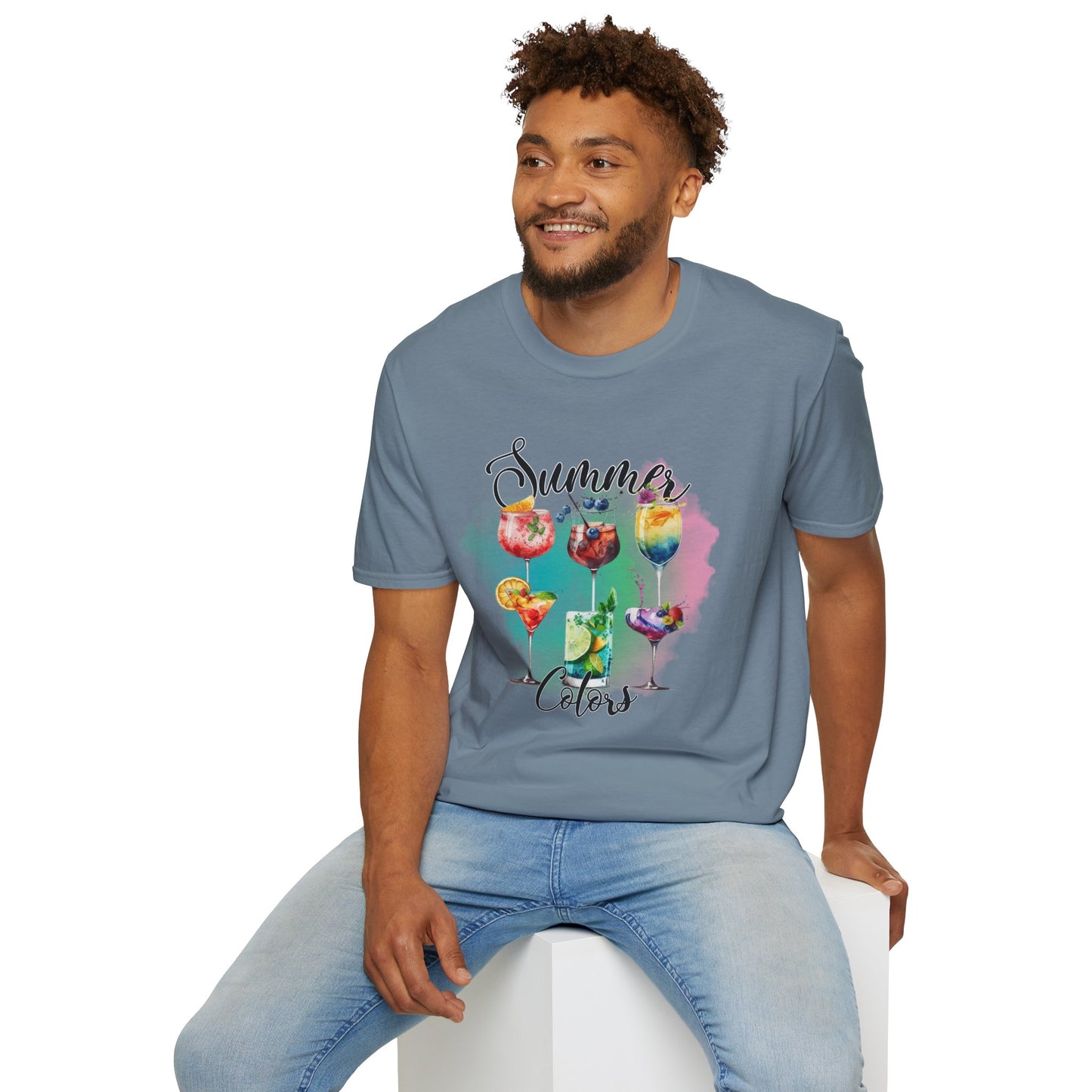 Summer Colors Cocktail T-Shirt, Unisex Tee, Fun Summer Wear, Gift for Cocktails Lovers, Beach Party Shirt, Vacation Top