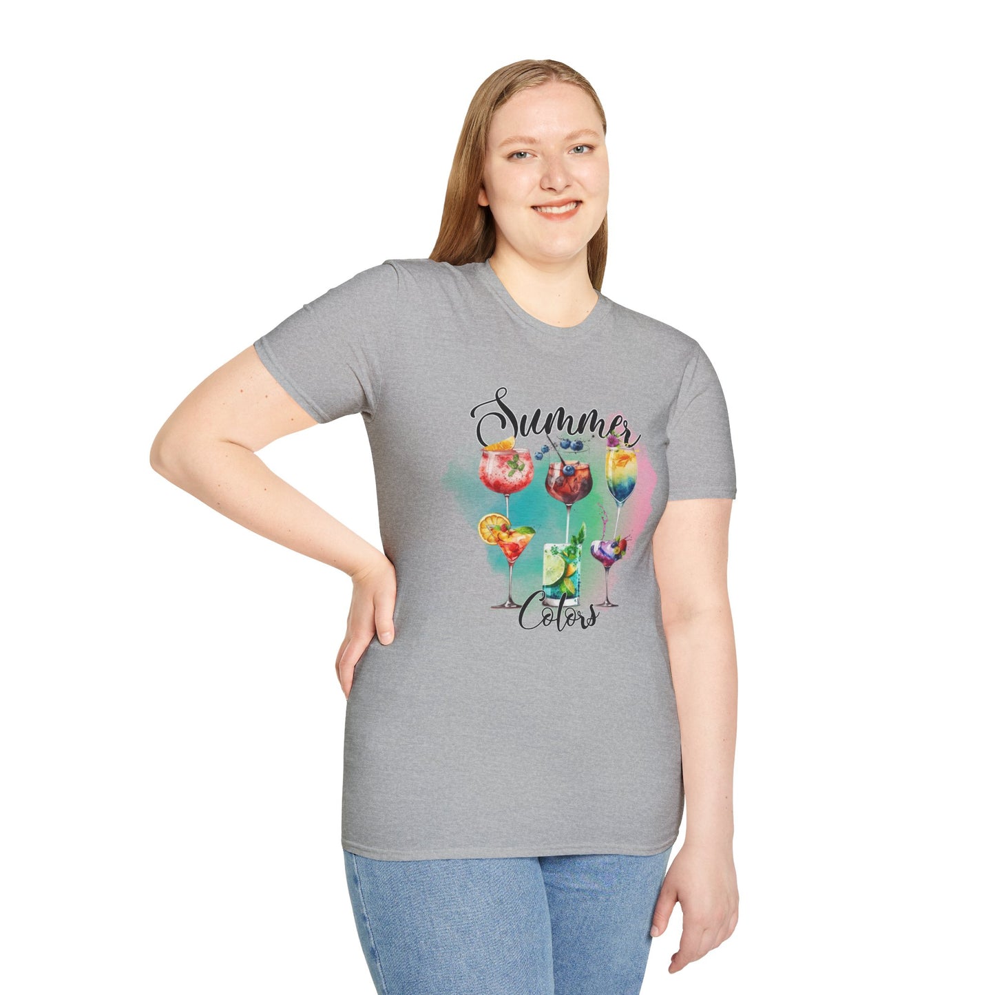 Summer Colors Cocktail T-Shirt, Unisex Tee, Fun Summer Wear, Gift for Cocktails Lovers, Beach Party Shirt, Vacation Top