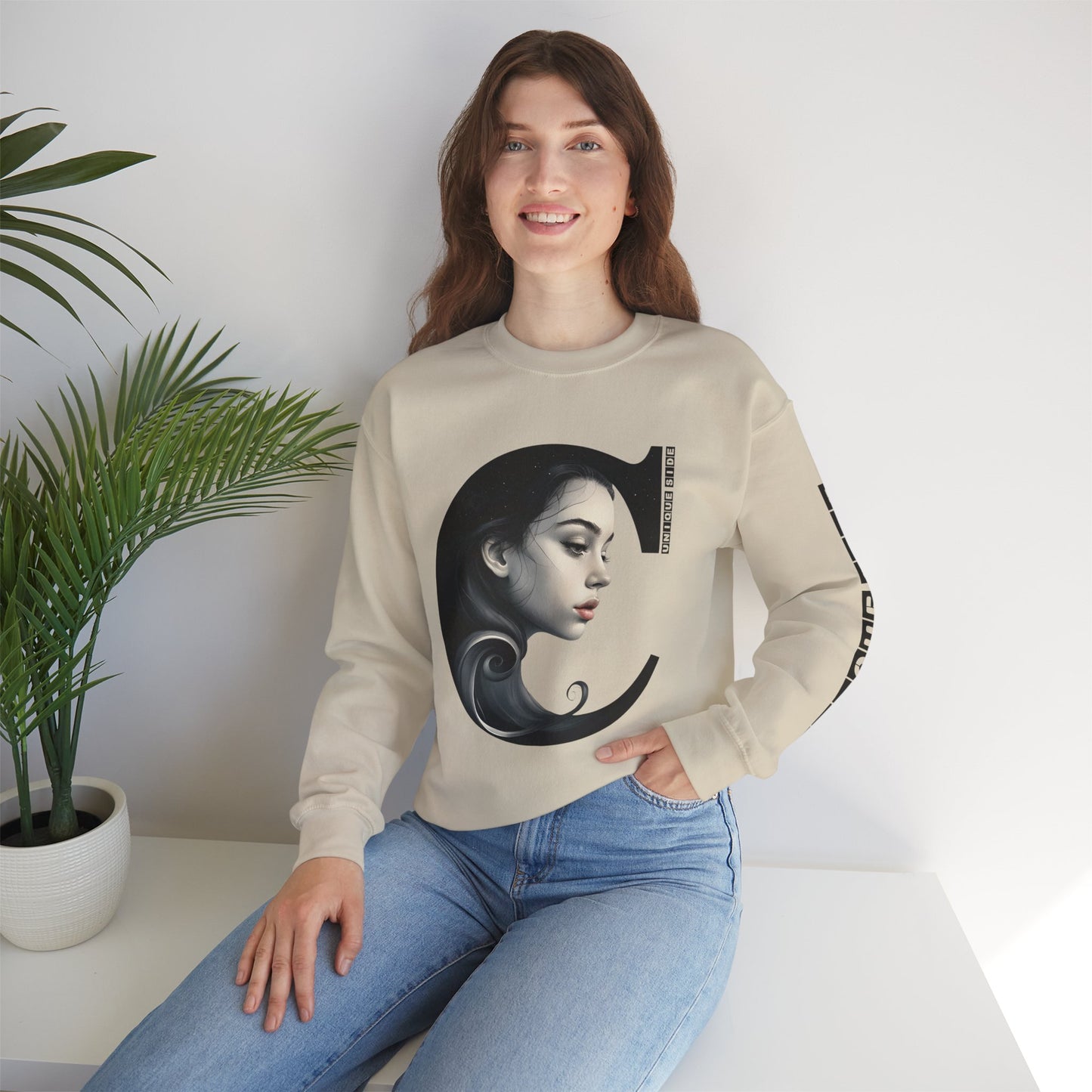 Letter C,Stylish Artistic Sweatshirt, Trendy Crewneck, Graphic Sweater, Cozy Unisex Top, Unique Gift for Art Lovers, Everyday Comfort