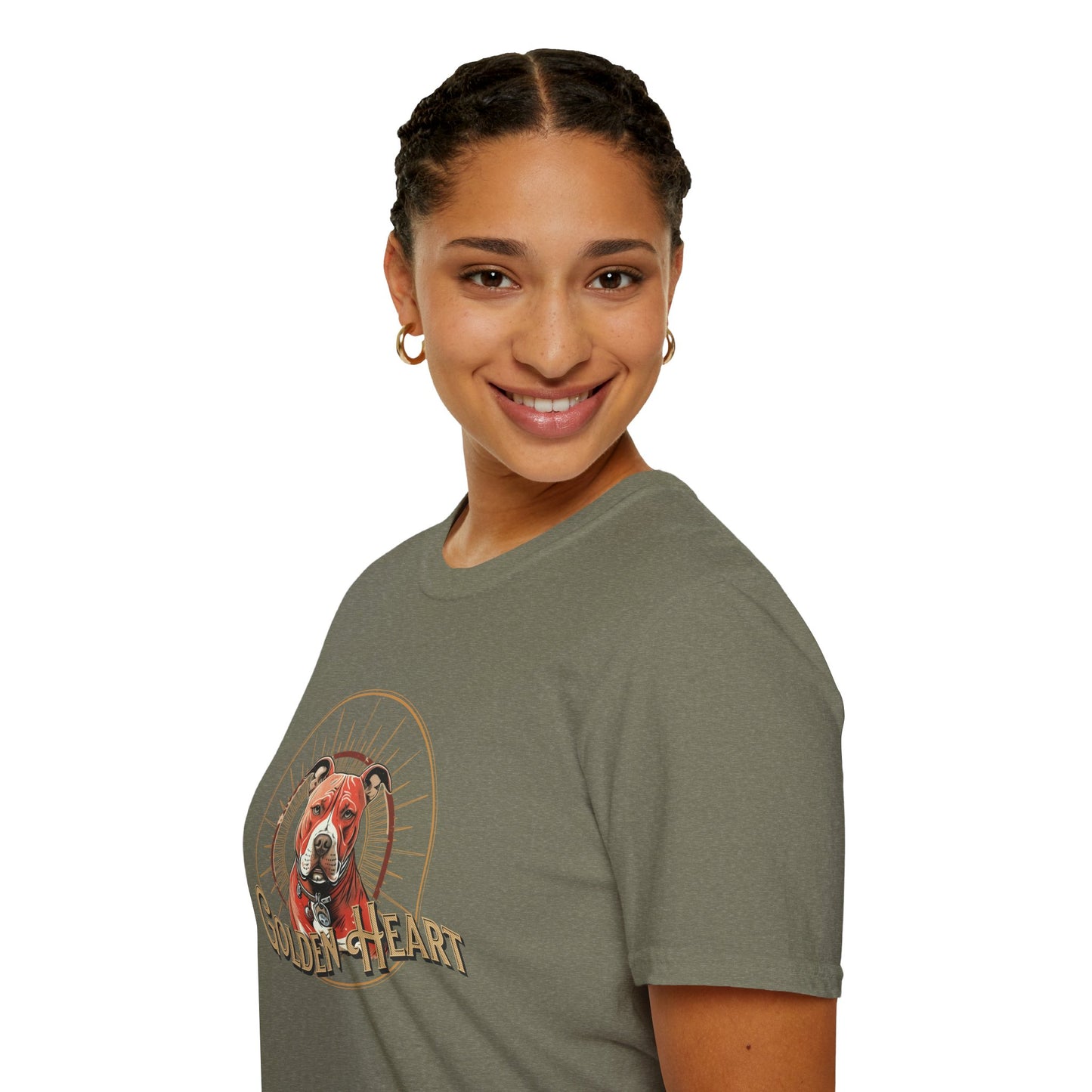 Golden Heart Dog Tee | Unisex Softstyle T-Shirt, Pet Lover Gift, Animal Adoption Awareness, Casual Wear, Dog Mom Apparel