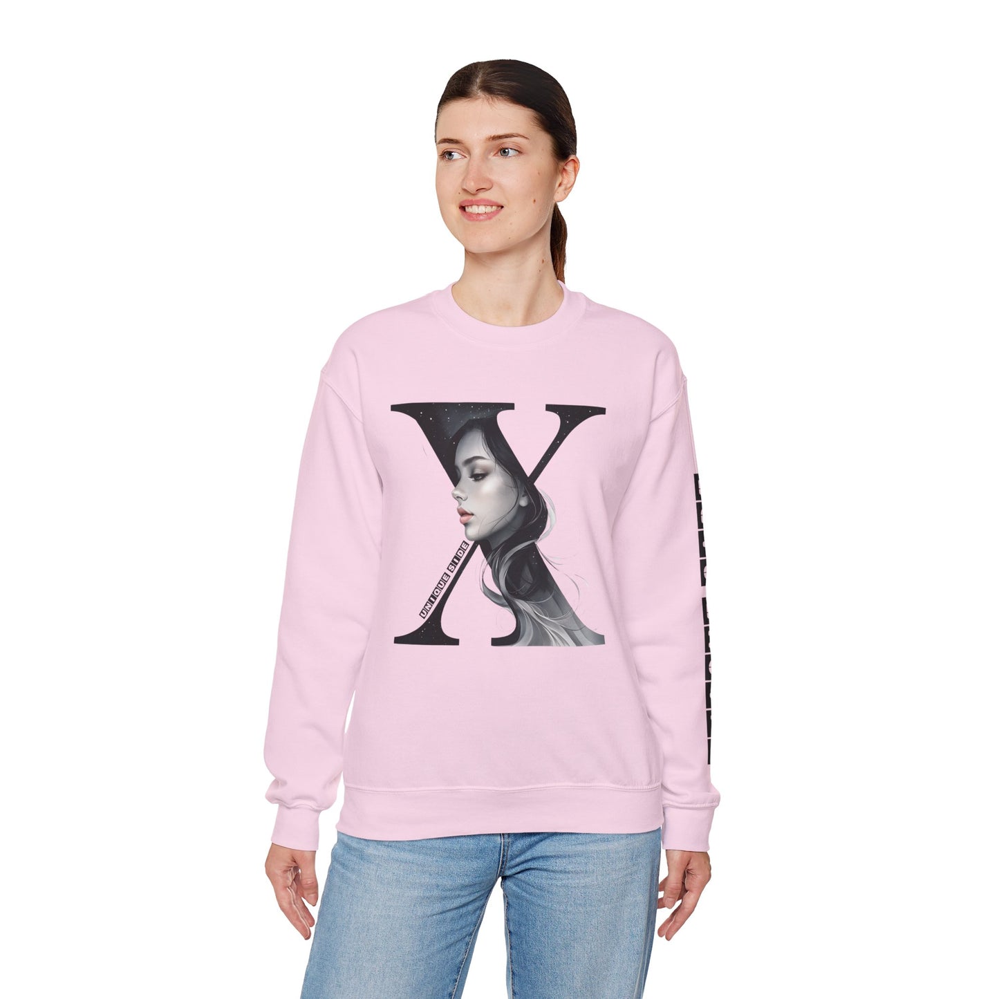 Letter X, Stylish Artistic Sweatshirt, Trendy Crewneck, Graphic Sweater, Cozy Unisex Top, Unique Gift for Art Lovers, Everyday Comfort