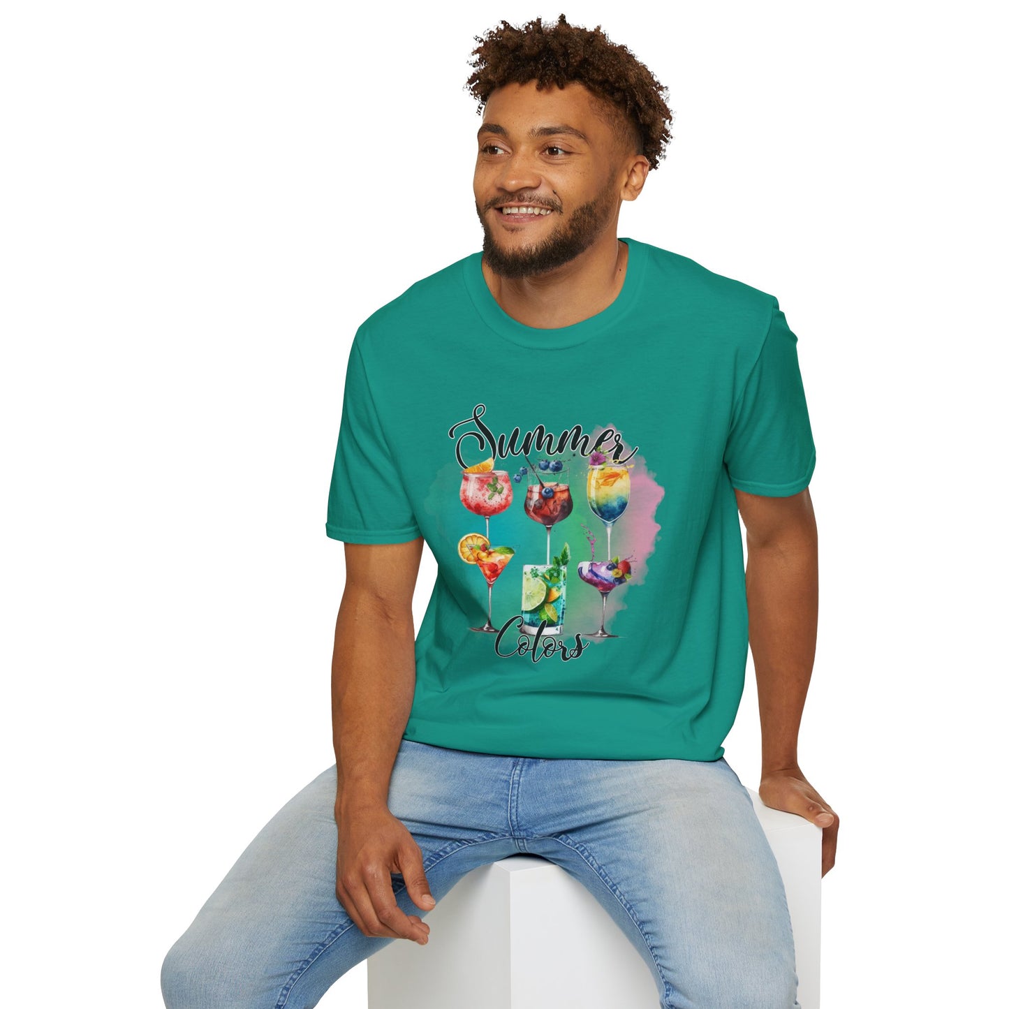 Summer Colors Cocktail T-Shirt, Unisex Tee, Fun Summer Wear, Gift for Cocktails Lovers, Beach Party Shirt, Vacation Top