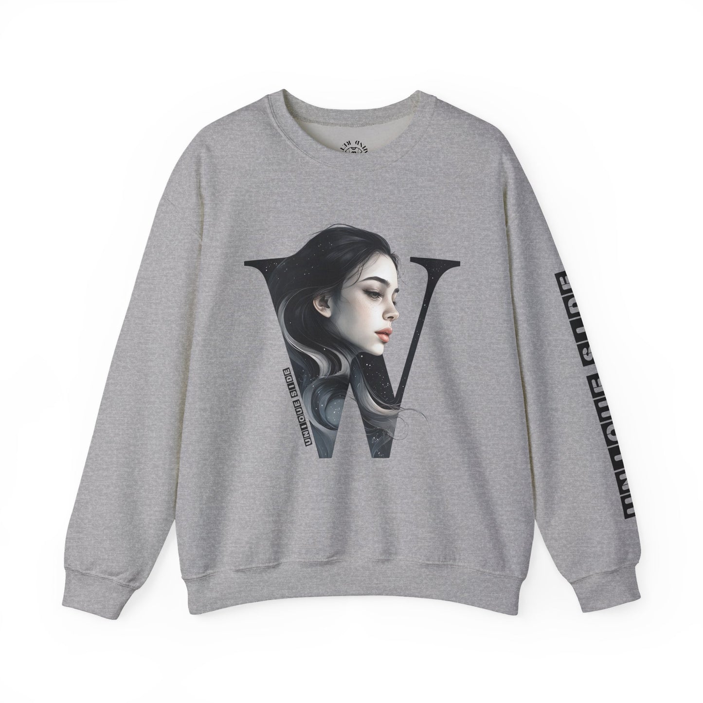 Letter W, Stylish Artistic Sweatshirt, Trendy Crewneck, Graphic Sweater, Cozy Unisex Top, Unique Gift for Art Lovers, Everyday Comfort