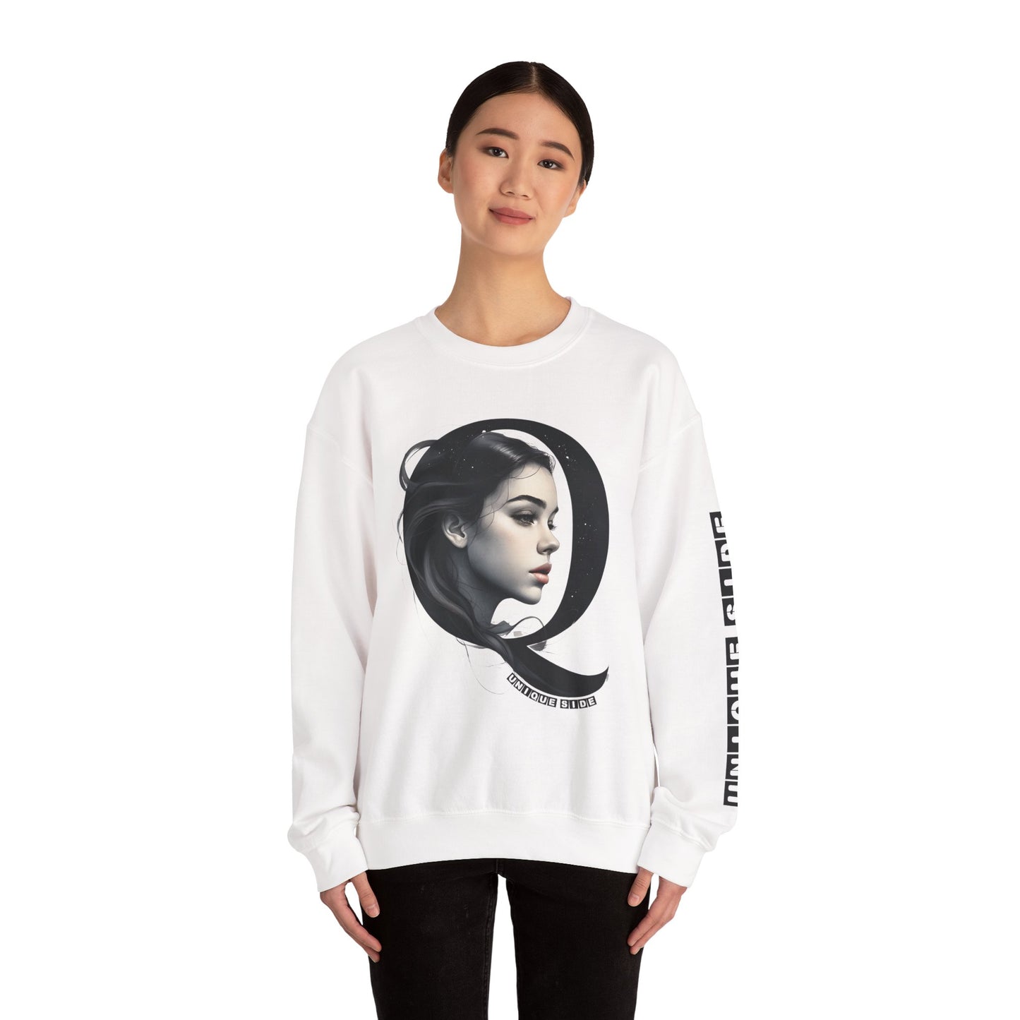 Letter Q, Stylish Artistic Sweatshirt, Trendy Crewneck, Graphic Sweater, Cozy Unisex Top, Unique Gift for Art Lovers, Everyday Comfort
