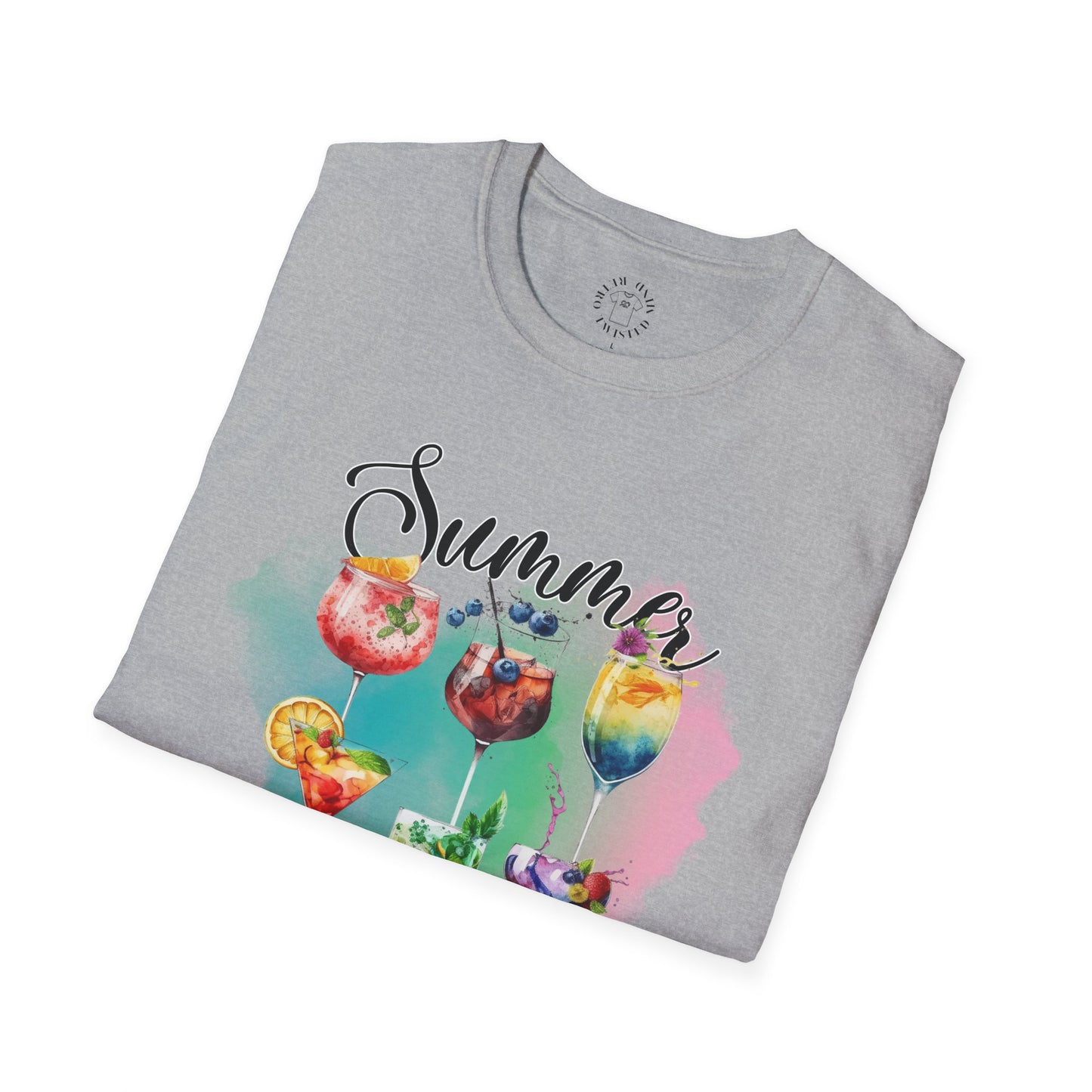 Summer Colors Cocktail T-Shirt, Unisex Tee, Fun Summer Wear, Gift for Cocktails Lovers, Beach Party Shirt, Vacation Top
