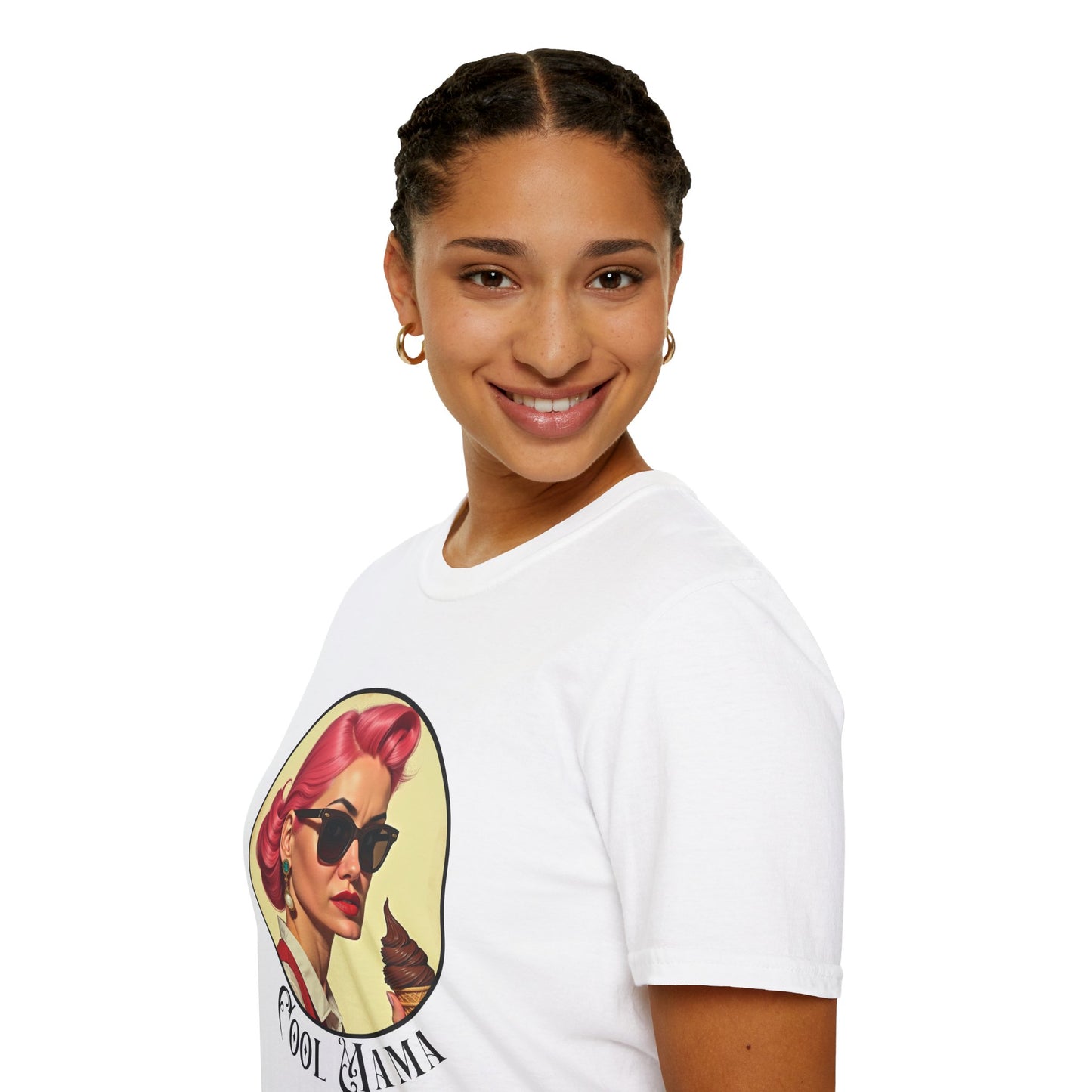 Cool Mama Vintage Graphic Unisex Softstyle T-Shirt,mama,mom and ice cream