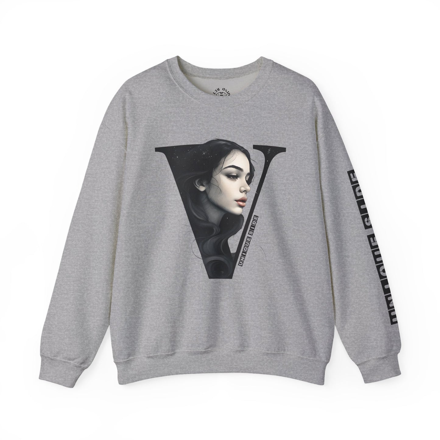 Letter V, Stylish Artistic Sweatshirt, Trendy Crewneck, Graphic Sweater, Cozy Unisex Top, Unique Gift for Art Lovers, Everyday Comfort