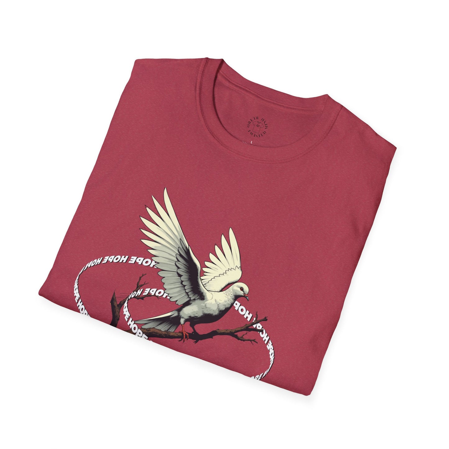 Hopeful Wings Unisex Softstyle T-Shirt - Inspirational Graphic Tee,dove,twisted