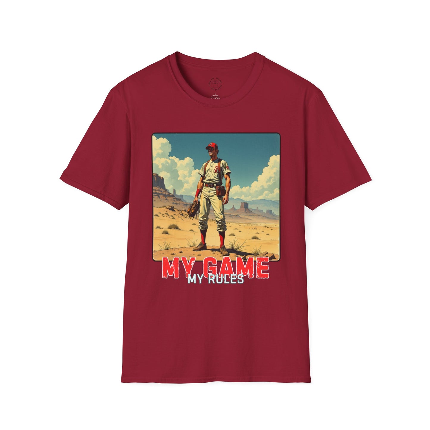 My Game My Rules Unisex Softstyle T-Shirt - Vintage Baseball Graphic Tee, sport, baseball