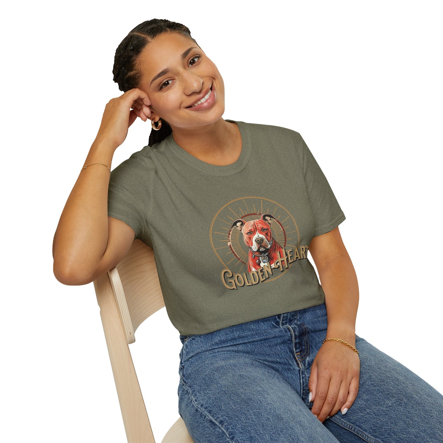 Golden Heart Dog Tee | Unisex Softstyle T-Shirt, Pet Lover Gift, Animal Adoption Awareness, Casual Wear, Dog Mom Apparel