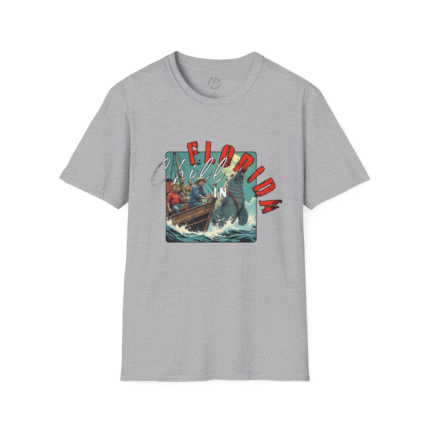 Florida Chill Unisex Softstyle T-Shirt | Vintage Beach Vibe Tee, manatee