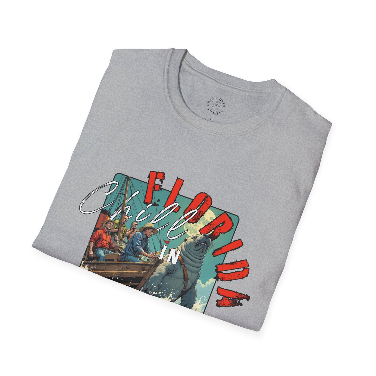 Florida Chill Unisex Softstyle T-Shirt | Vintage Beach Vibe Tee, manatee