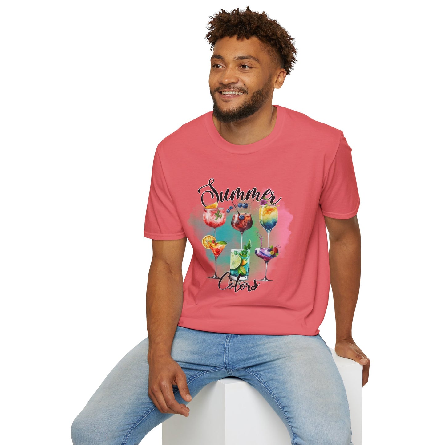 Summer Colors Cocktail T-Shirt, Unisex Tee, Fun Summer Wear, Gift for Cocktails Lovers, Beach Party Shirt, Vacation Top