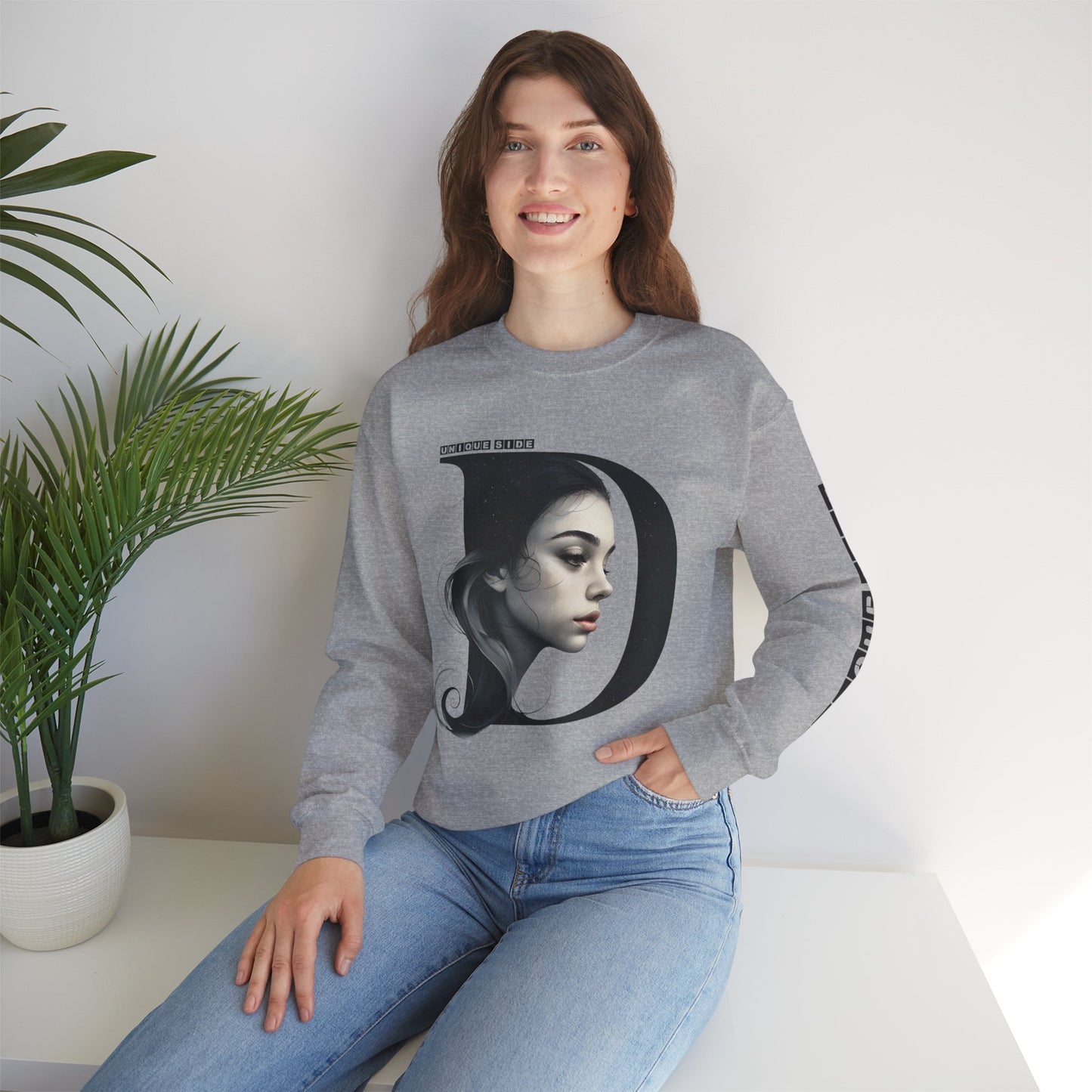Letter D,Stylish Artistic Sweatshirt, Trendy Crewneck, Graphic Sweater, Cozy Unisex Top, Unique Gift for Art Lovers, Everyday Comfort