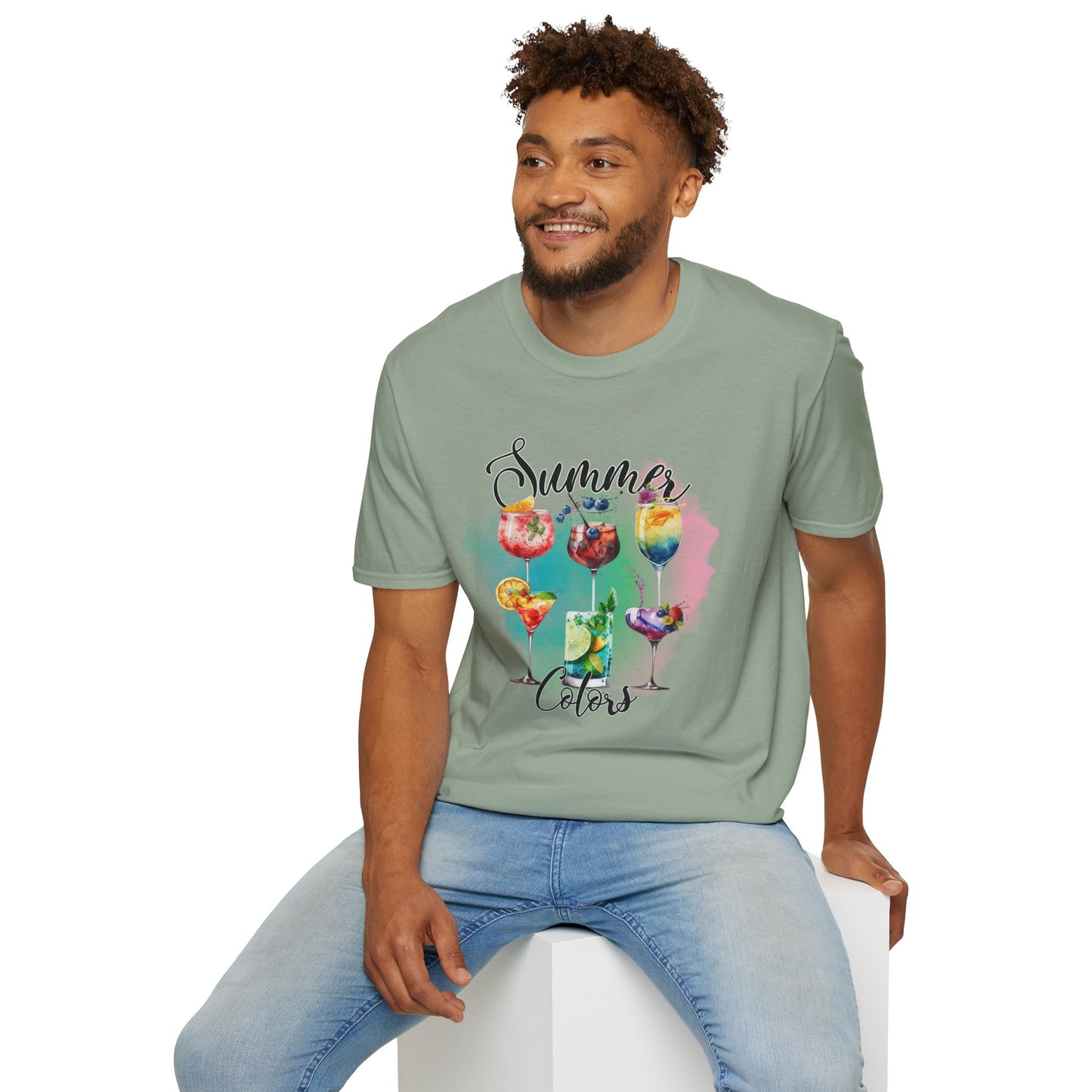 Summer Colors Cocktail T-Shirt, Unisex Tee, Fun Summer Wear, Gift for Cocktails Lovers, Beach Party Shirt, Vacation Top