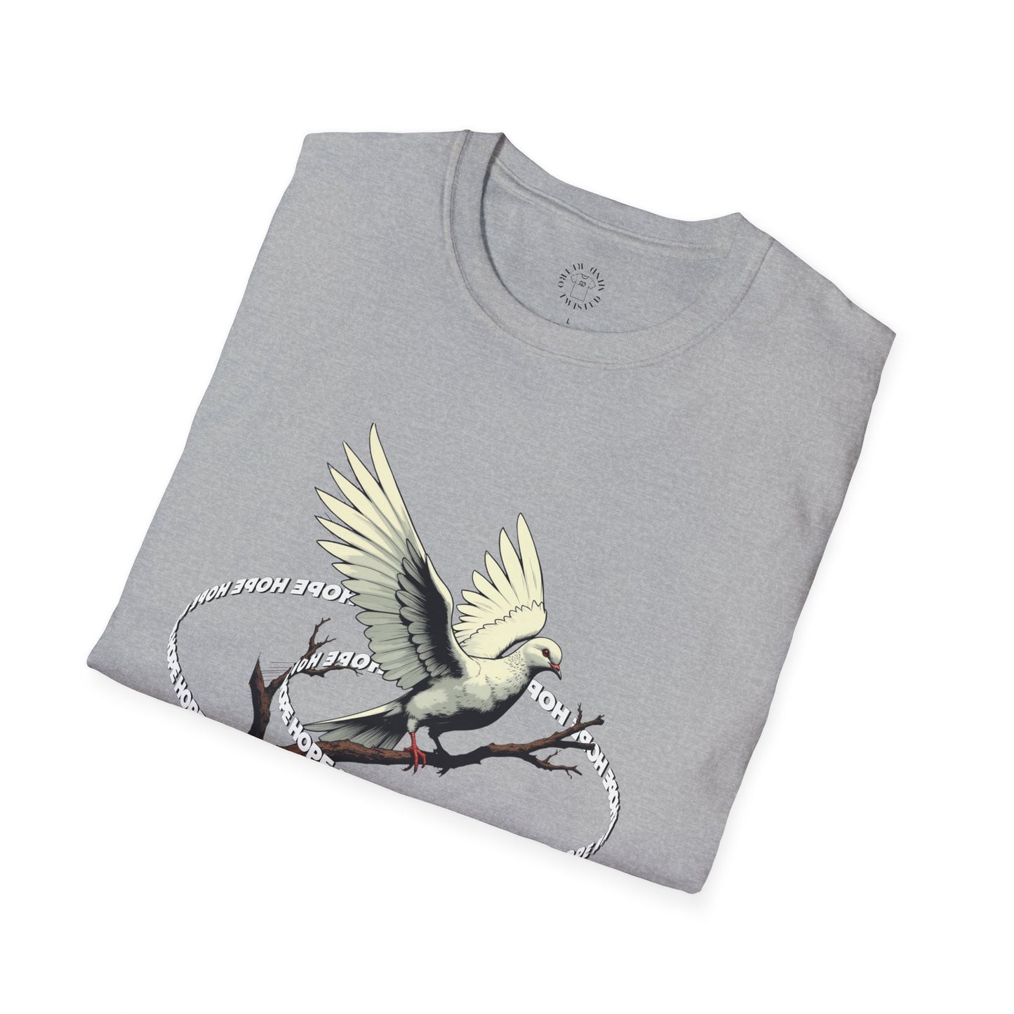 Hopeful Wings Unisex Softstyle T-Shirt - Inspirational Graphic Tee,dove,twisted