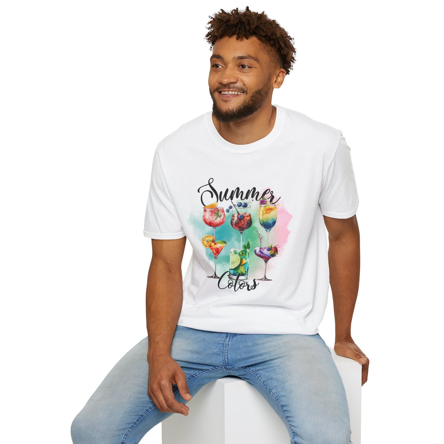 Summer Colors Cocktail T-Shirt, Unisex Tee, Fun Summer Wear, Gift for Cocktails Lovers, Beach Party Shirt, Vacation Top