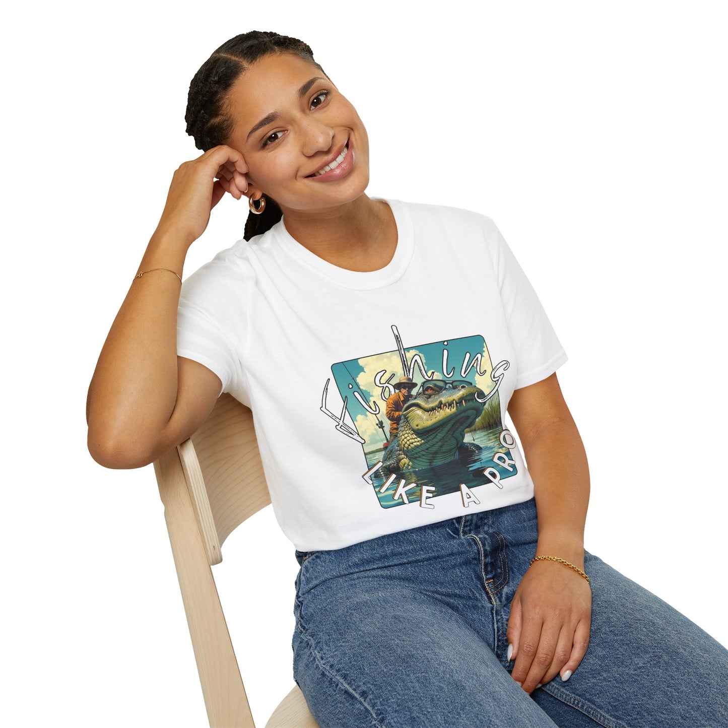 Fishing Like a Pro Unisex Softstyle T-Shirt,gator