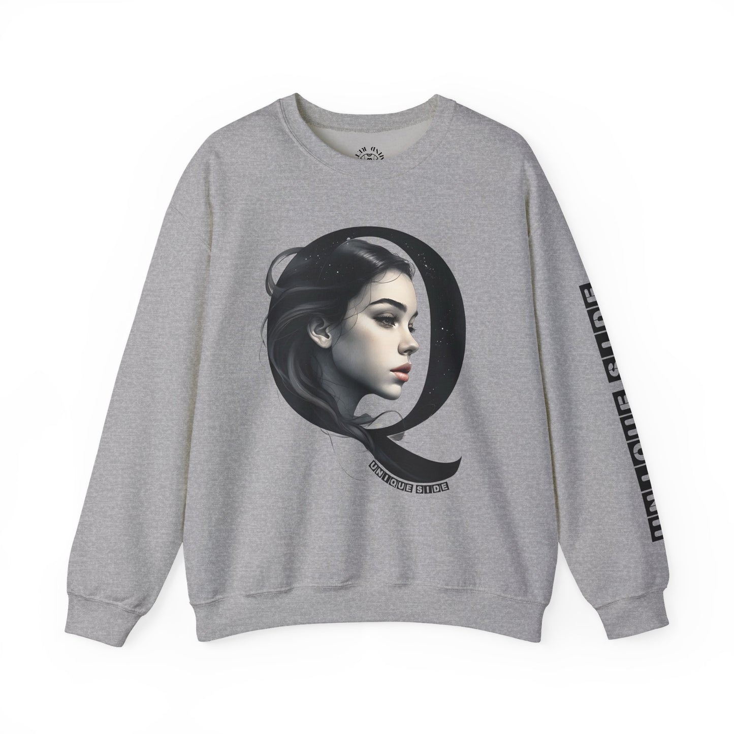 Letter Q, Stylish Artistic Sweatshirt, Trendy Crewneck, Graphic Sweater, Cozy Unisex Top, Unique Gift for Art Lovers, Everyday Comfort