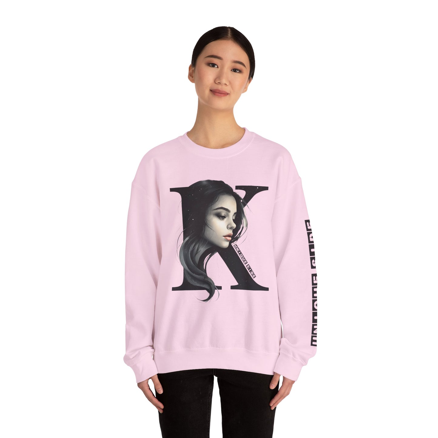 Letter K, Stylish Artistic Sweatshirt, Trendy Crewneck, Graphic Sweater, Cozy Unisex Top, Unique Gift for Art Lovers, Everyday Comfort