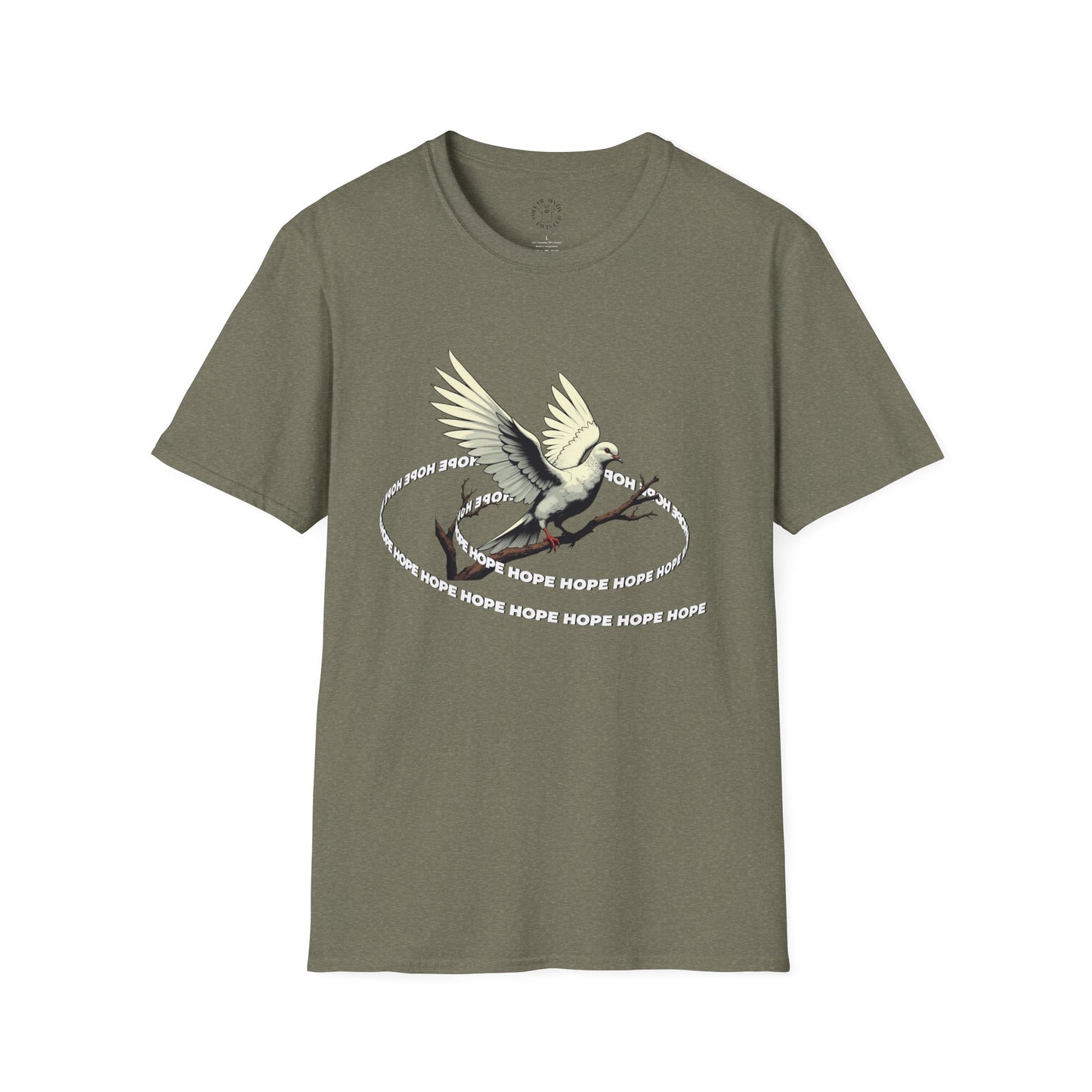 Hopeful Wings Unisex Softstyle T-Shirt - Inspirational Graphic Tee,dove,twisted