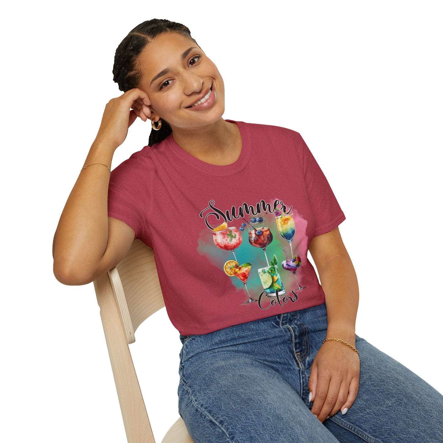 Summer Colors Cocktail T-Shirt, Unisex Tee, Fun Summer Wear, Gift for Cocktails Lovers, Beach Party Shirt, Vacation Top