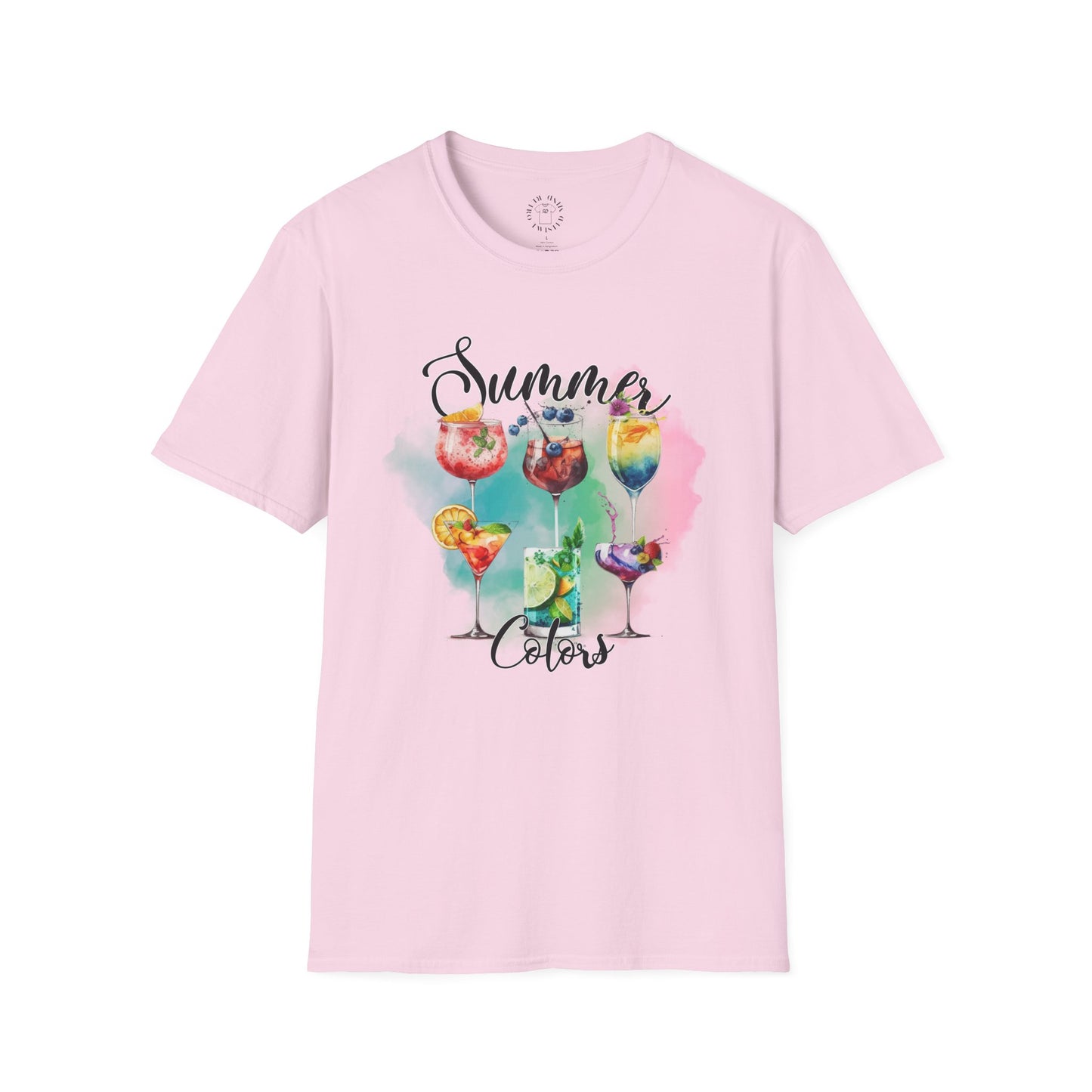Summer Colors Cocktail T-Shirt, Unisex Tee, Fun Summer Wear, Gift for Cocktails Lovers, Beach Party Shirt, Vacation Top