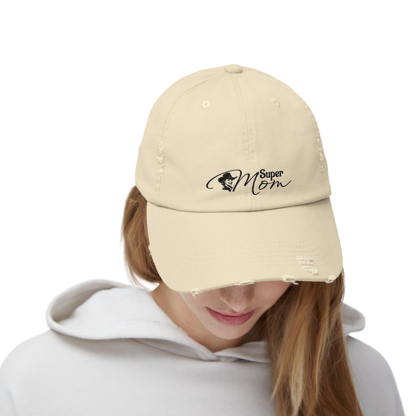 Super Mom Unisex Distressed Cap, Casual Hat for Moms, Gift for Mother's Day, Everyday Wear, Relaxed Style