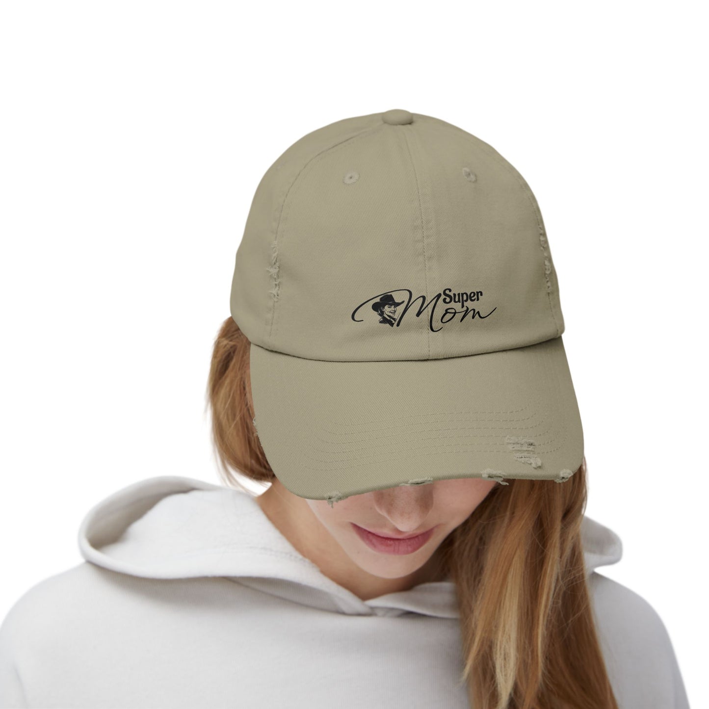 Super Mom Unisex Distressed Cap, Casual Hat for Moms, Gift for Mother's Day, Everyday Wear, Relaxed Style