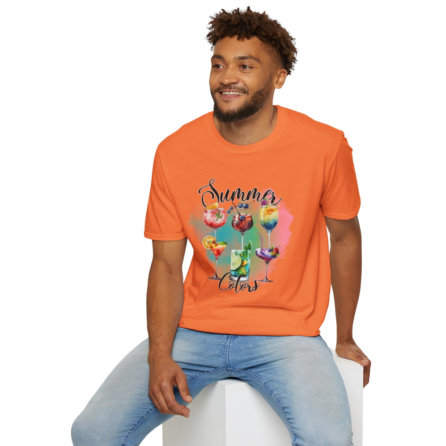 Summer Colors Cocktail T-Shirt, Unisex Tee, Fun Summer Wear, Gift for Cocktails Lovers, Beach Party Shirt, Vacation Top