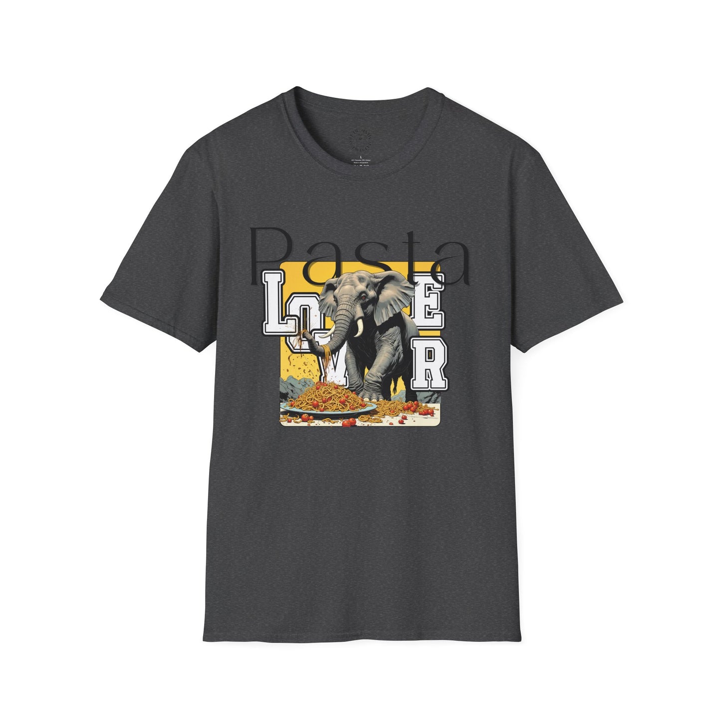 Pasta Lover Unisex Softstyle T-Shirt - Playful Elephant Graphic Tee,elephant,twisted