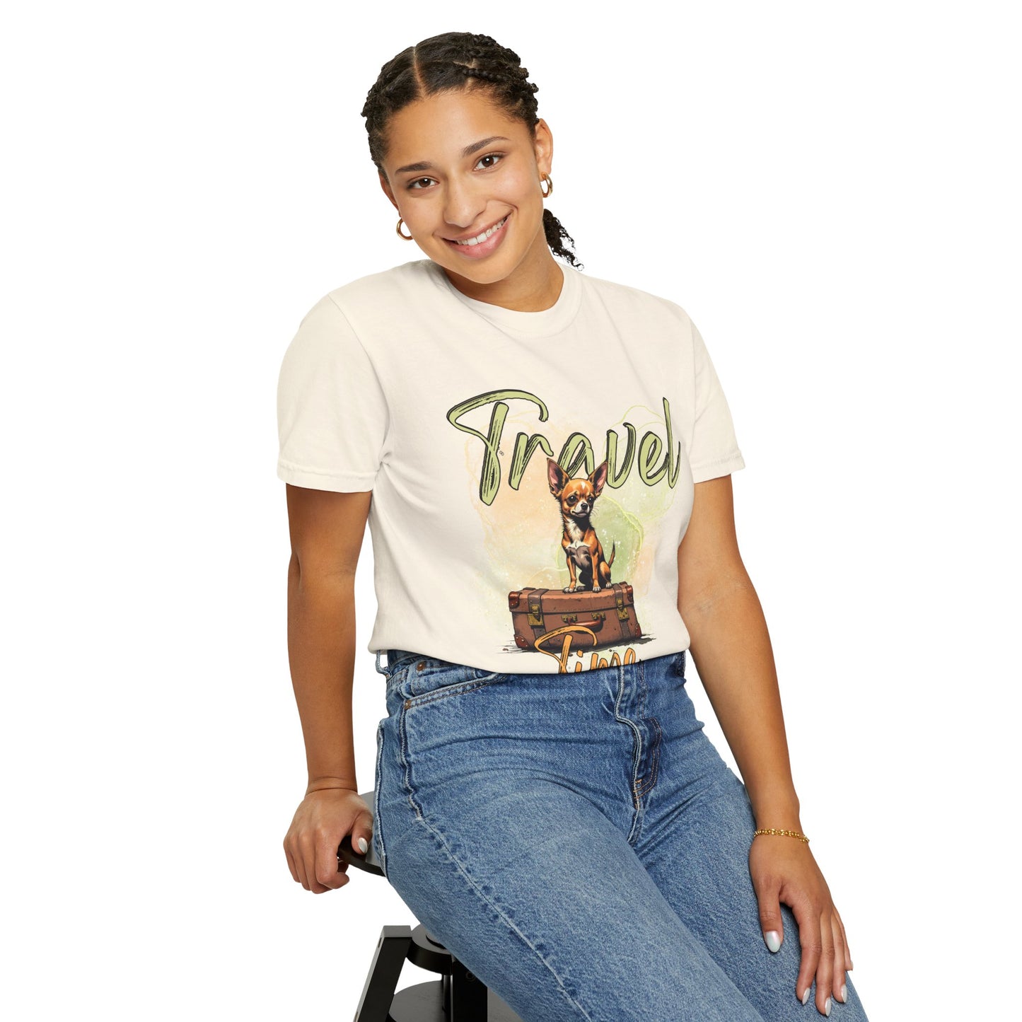 Travel Time Unisex Garment-Dyed T-Shirt - Cute Dog Design for Animal Lovers