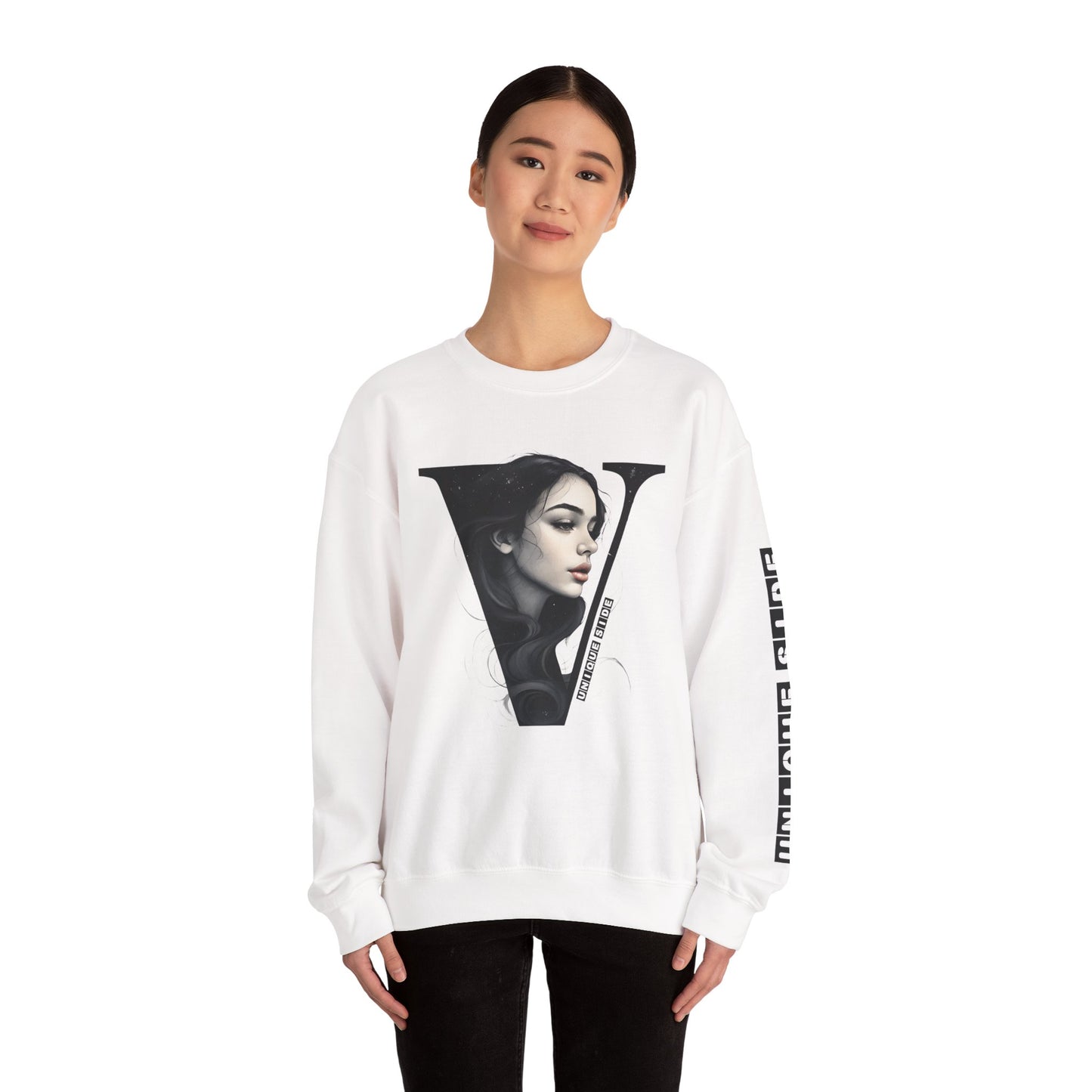 Letter V, Stylish Artistic Sweatshirt, Trendy Crewneck, Graphic Sweater, Cozy Unisex Top, Unique Gift for Art Lovers, Everyday Comfort