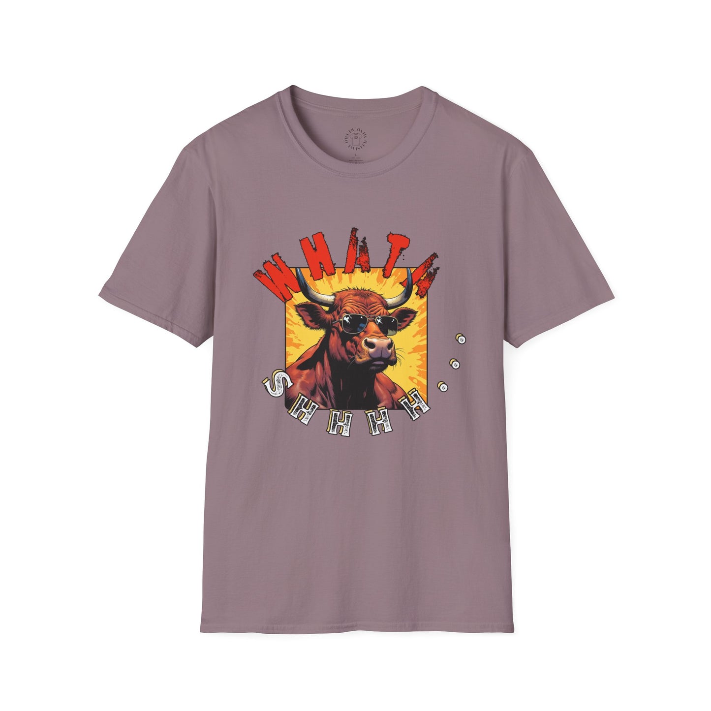 Whimsical Cow Graphic Unisex Softstyle T-Shirt - 'What bull Shhh...'