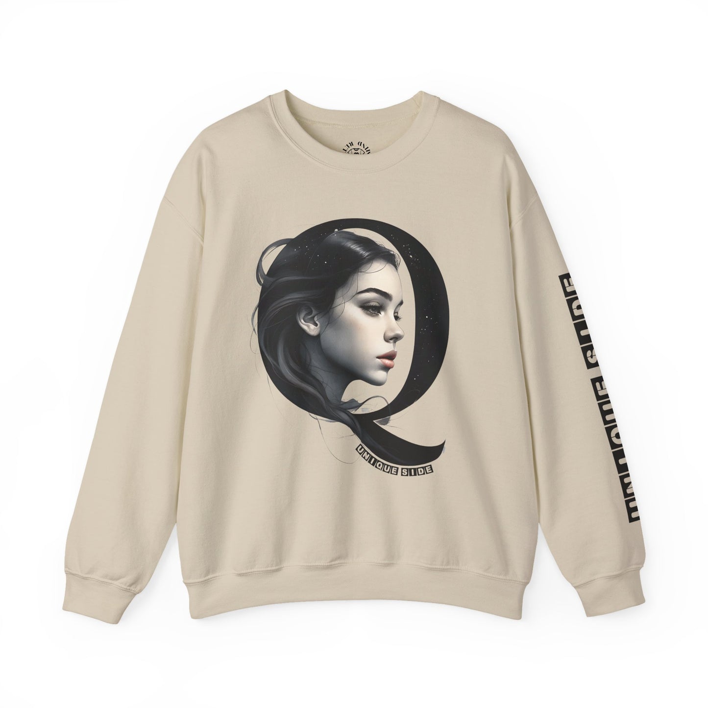 Letter Q, Stylish Artistic Sweatshirt, Trendy Crewneck, Graphic Sweater, Cozy Unisex Top, Unique Gift for Art Lovers, Everyday Comfort