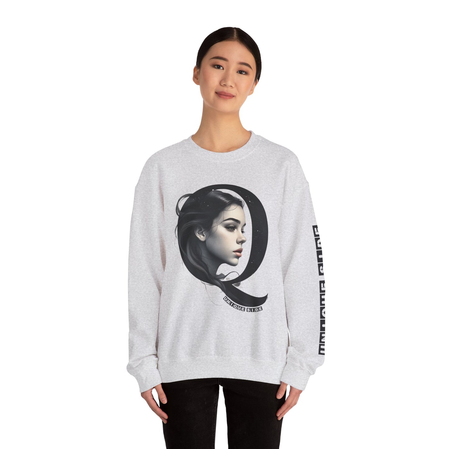 Letter Q, Stylish Artistic Sweatshirt, Trendy Crewneck, Graphic Sweater, Cozy Unisex Top, Unique Gift for Art Lovers, Everyday Comfort