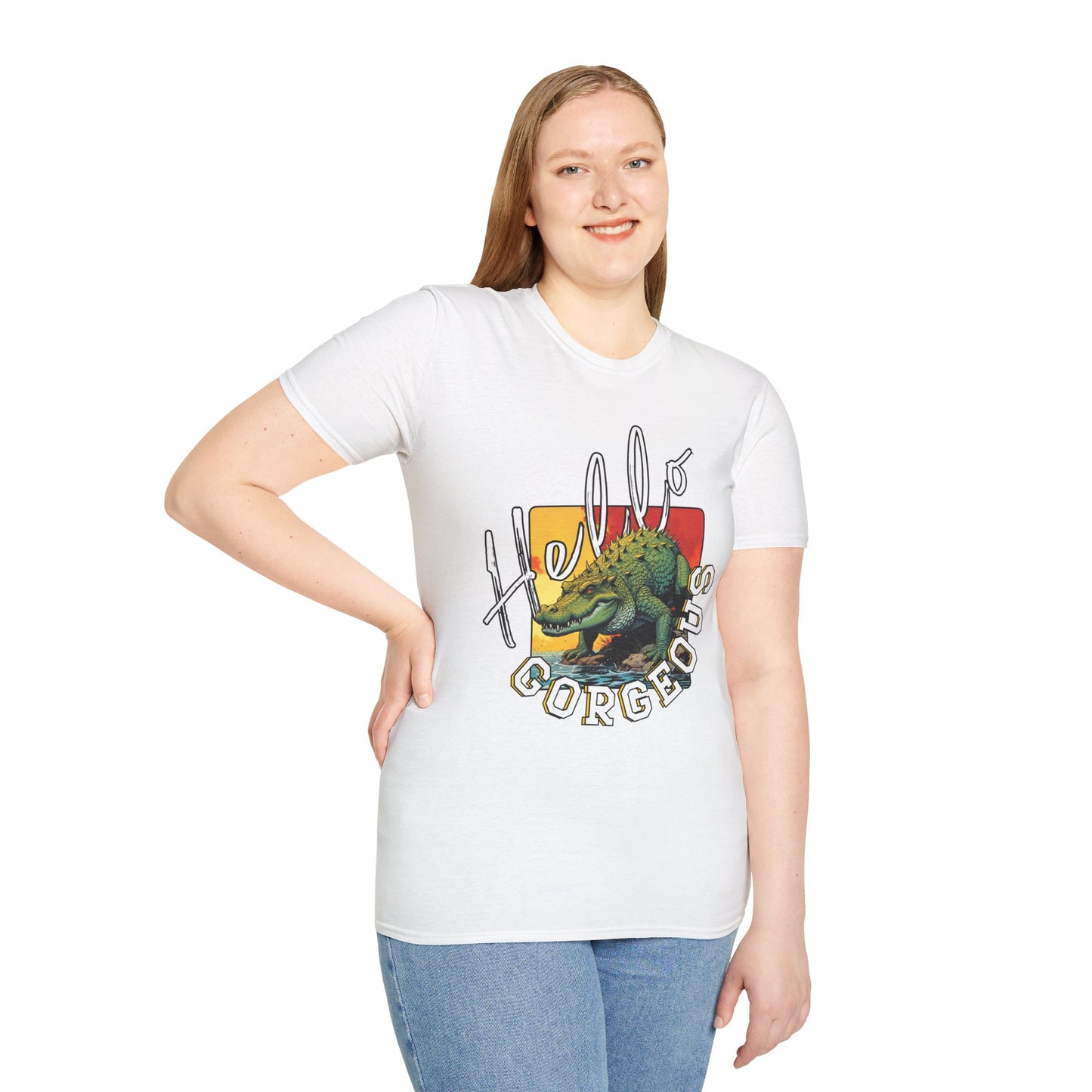 Hello Gorgeous Unisex Softstyle T-Shirt – Fun and Casual Graphic Tee,florida,gator,