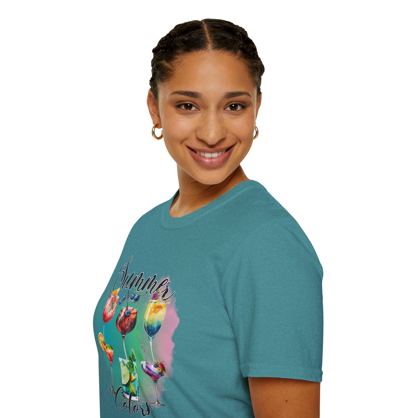 Summer Colors Cocktail T-Shirt, Unisex Tee, Fun Summer Wear, Gift for Cocktails Lovers, Beach Party Shirt, Vacation Top