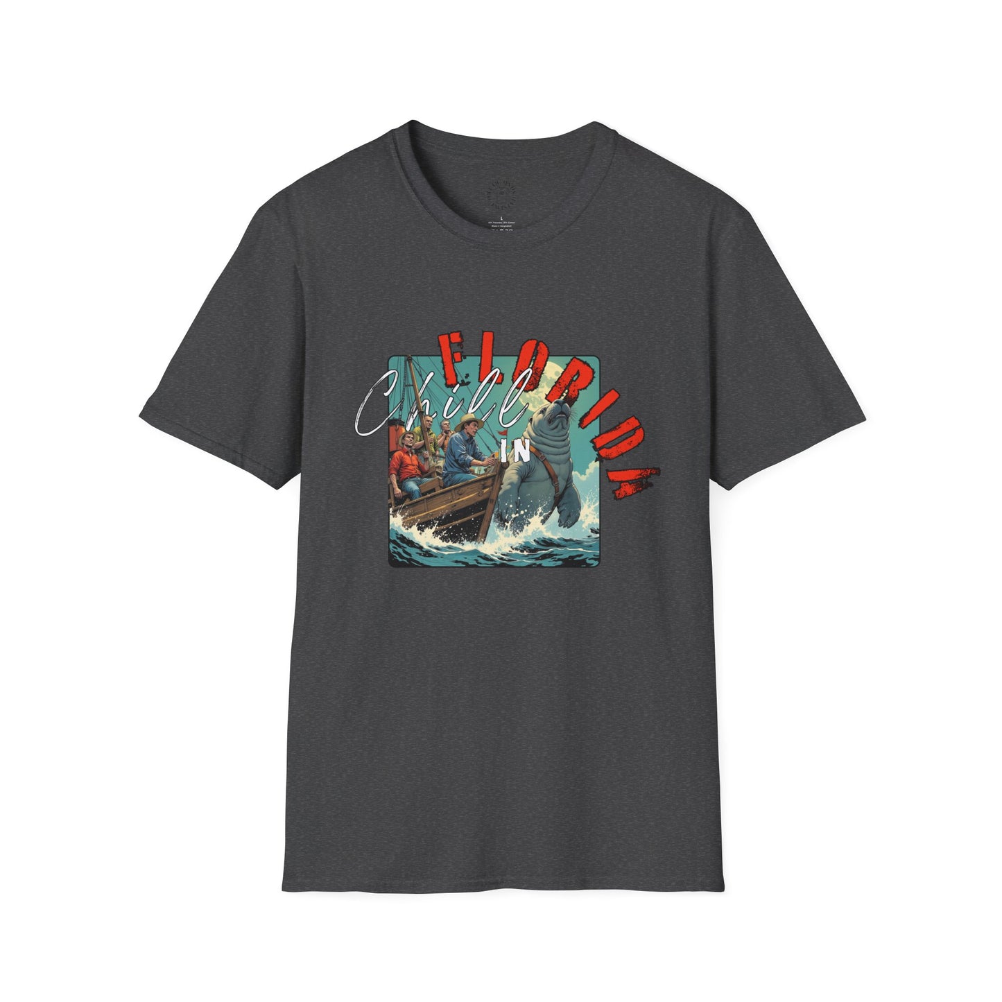 Florida Chill Unisex Softstyle T-Shirt | Vintage Beach Vibe Tee, manatee