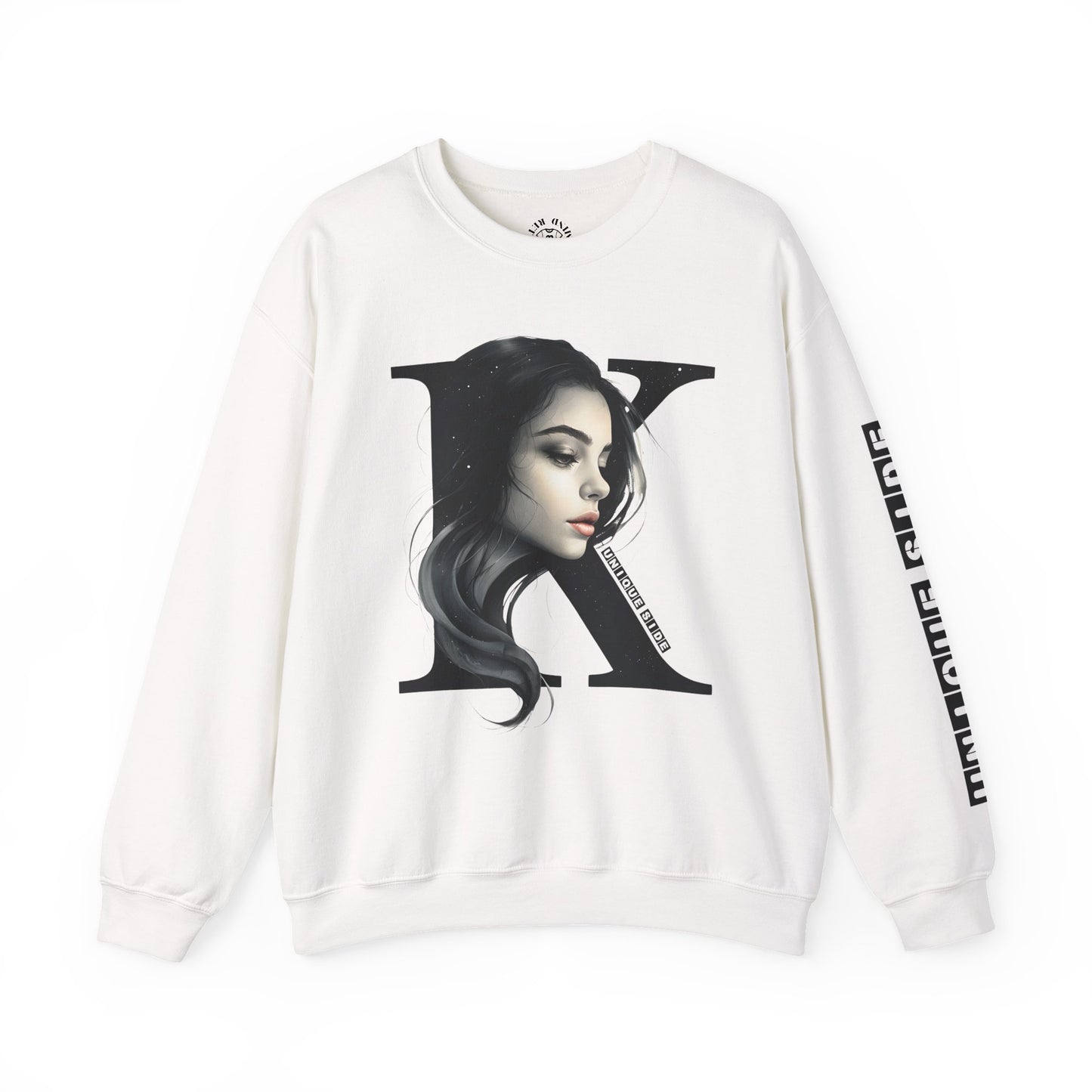 Letter K, Stylish Artistic Sweatshirt, Trendy Crewneck, Graphic Sweater, Cozy Unisex Top, Unique Gift for Art Lovers, Everyday Comfort