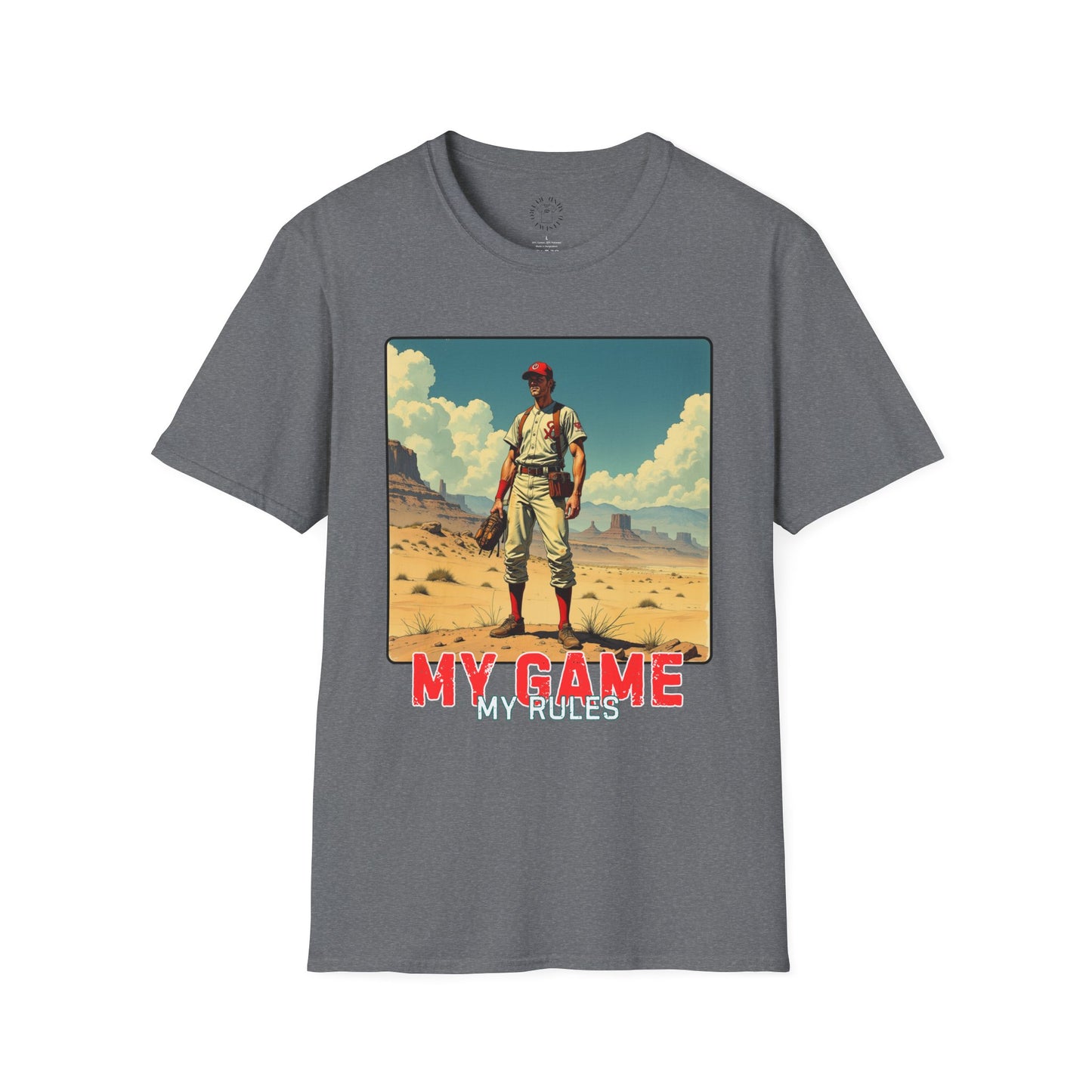 My Game My Rules Unisex Softstyle T-Shirt - Vintage Baseball Graphic Tee, sport, baseball