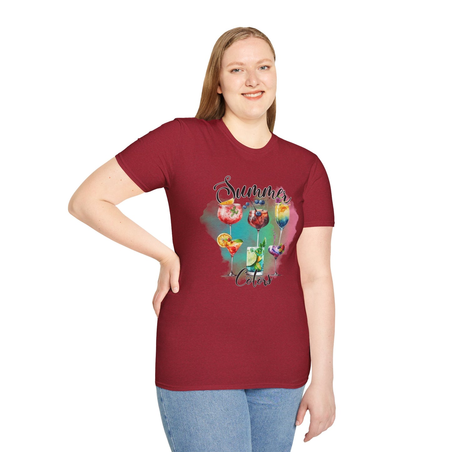 Summer Colors Cocktail T-Shirt, Unisex Tee, Fun Summer Wear, Gift for Cocktails Lovers, Beach Party Shirt, Vacation Top