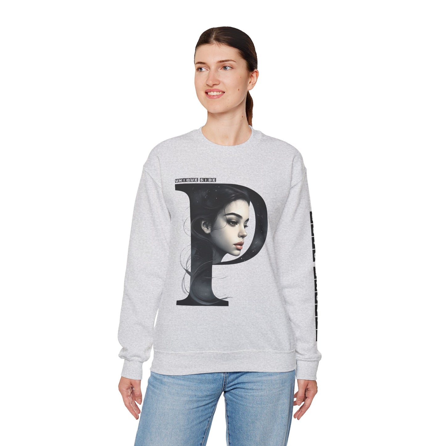 Letter P, Stylish Artistic Sweatshirt, Trendy Crewneck, Graphic Sweater, Cozy Unisex Top, Unique Gift for Art Lovers, Everyday Comfort