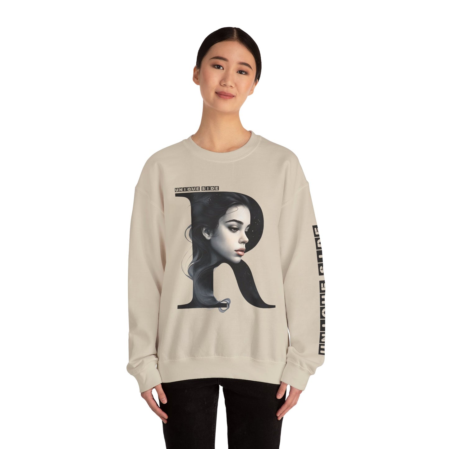 Letter R, Stylish Artistic Sweatshirt, Trendy Crewneck, Graphic Sweater, Cozy Unisex Top, Unique Gift for Art Lovers, Everyday Comfort