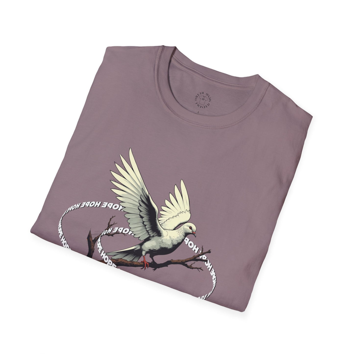 Hopeful Wings Unisex Softstyle T-Shirt - Inspirational Graphic Tee,dove,twisted