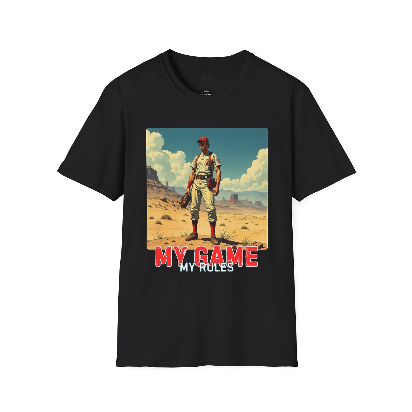 My Game My Rules Unisex Softstyle T-Shirt - Vintage Baseball Graphic Tee, sport, baseball