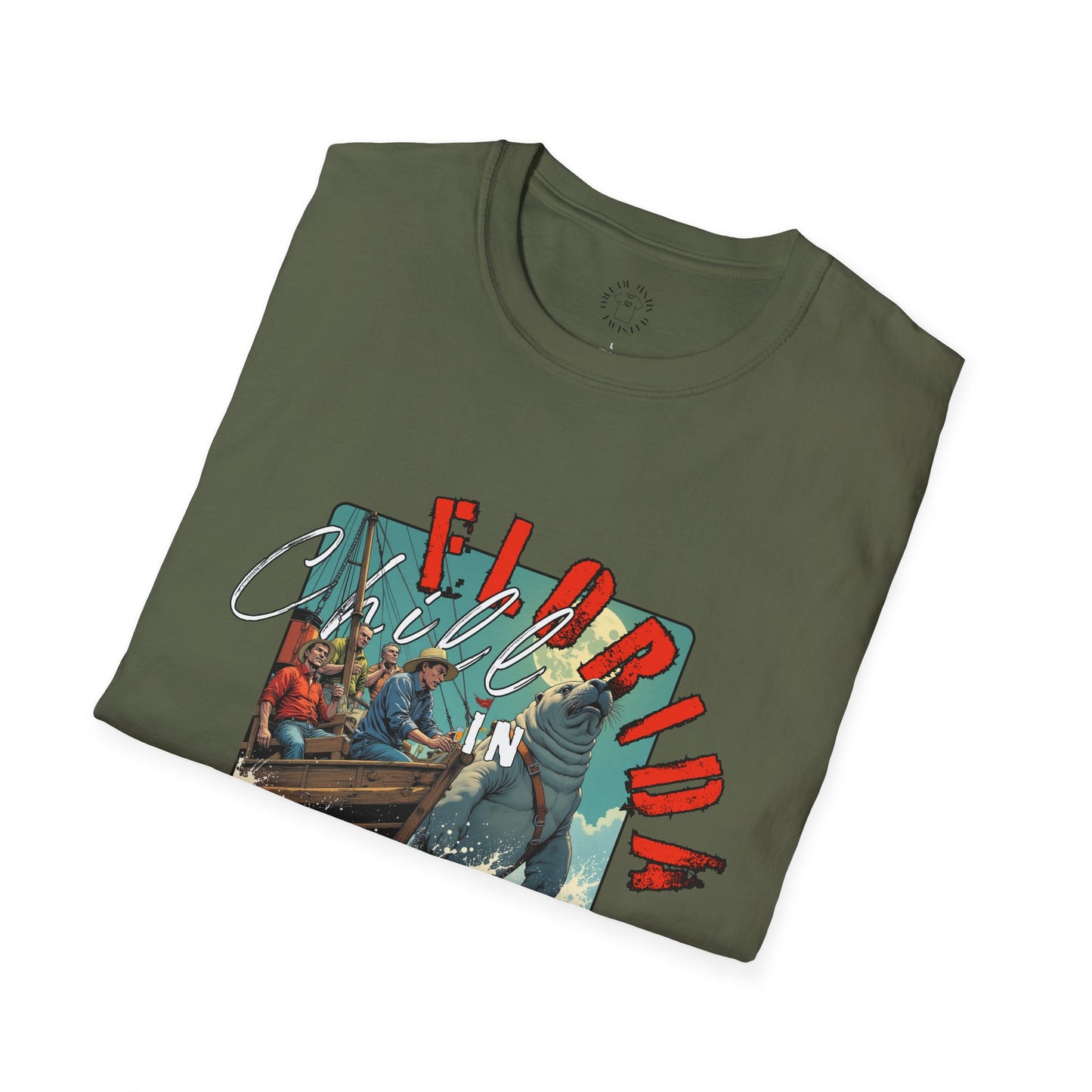 Florida Chill Unisex Softstyle T-Shirt | Vintage Beach Vibe Tee, manatee