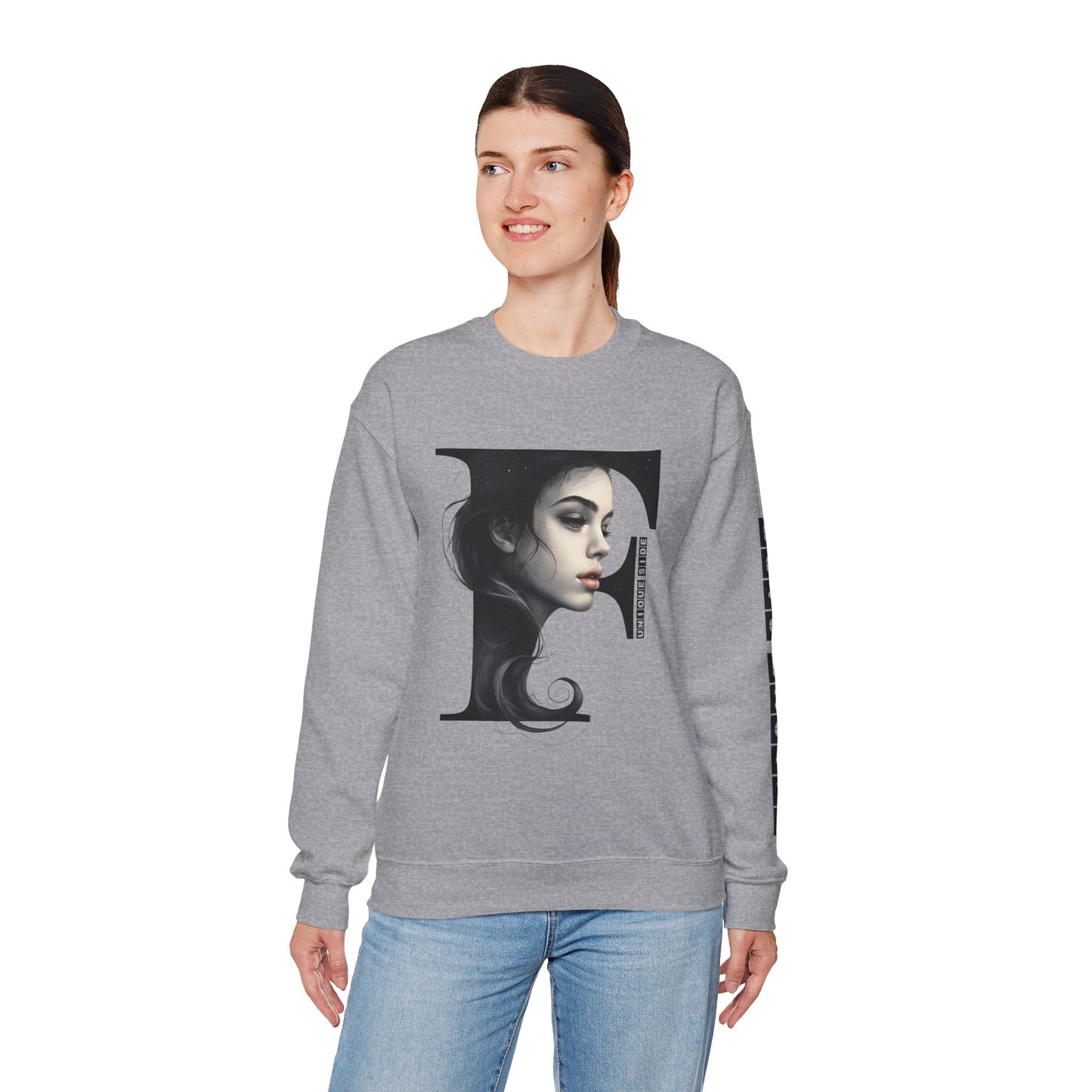 Letter F, Stylish Artistic Sweatshirt, Trendy Crewneck, Graphic Sweater, Cozy Unisex Top, Unique Gift for Art Lovers, Everyday Comfort